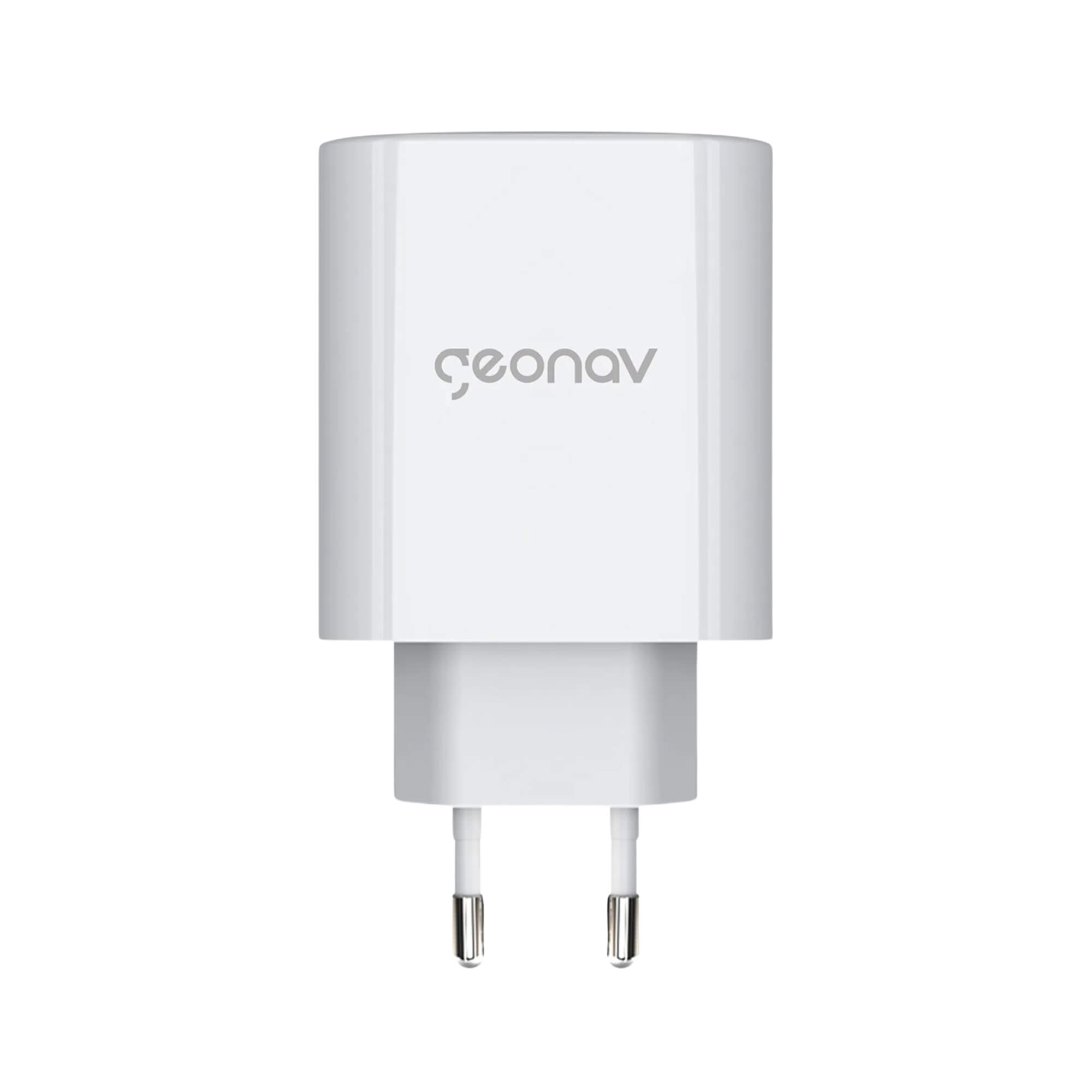 Carregador Super Power Gan Duo USB-C 65W Branco Geonav - CH65PDQC
