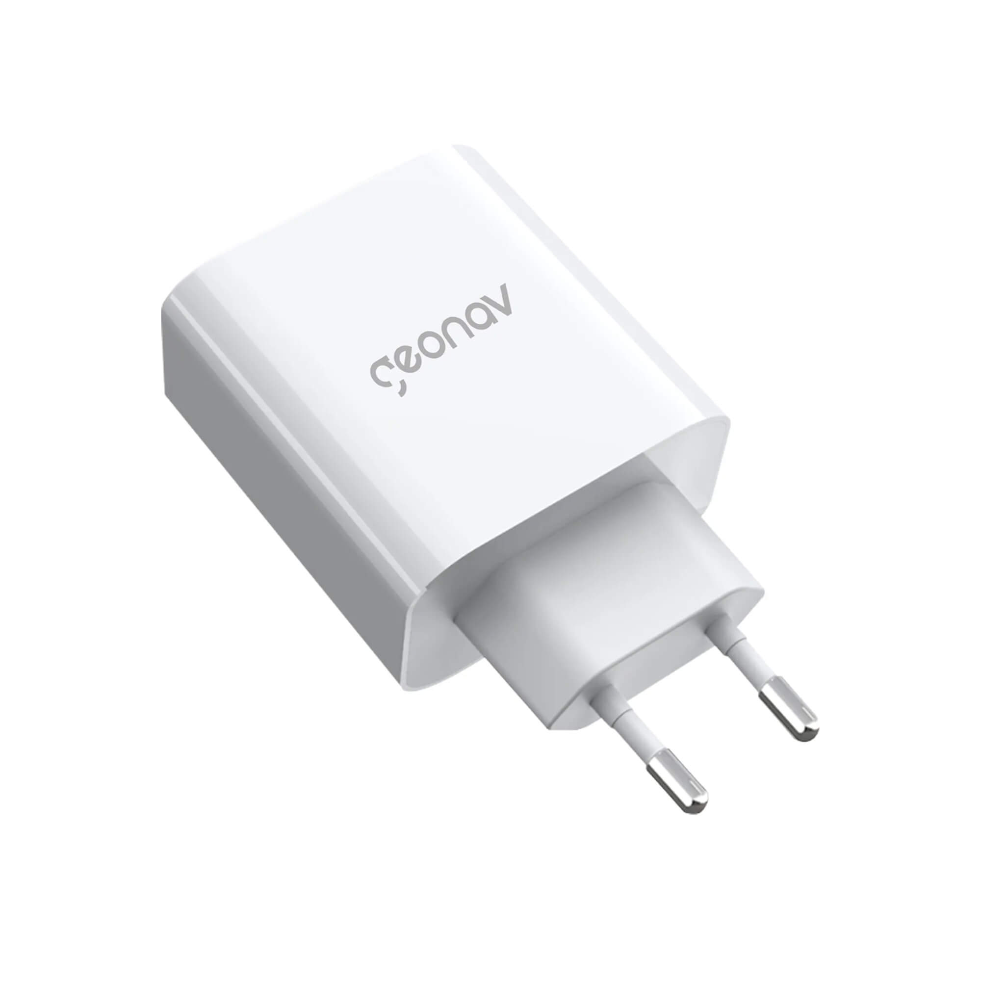 Carregador Super Power Gan Duo USB-C 65W Branco Geonav - CH65PDQC