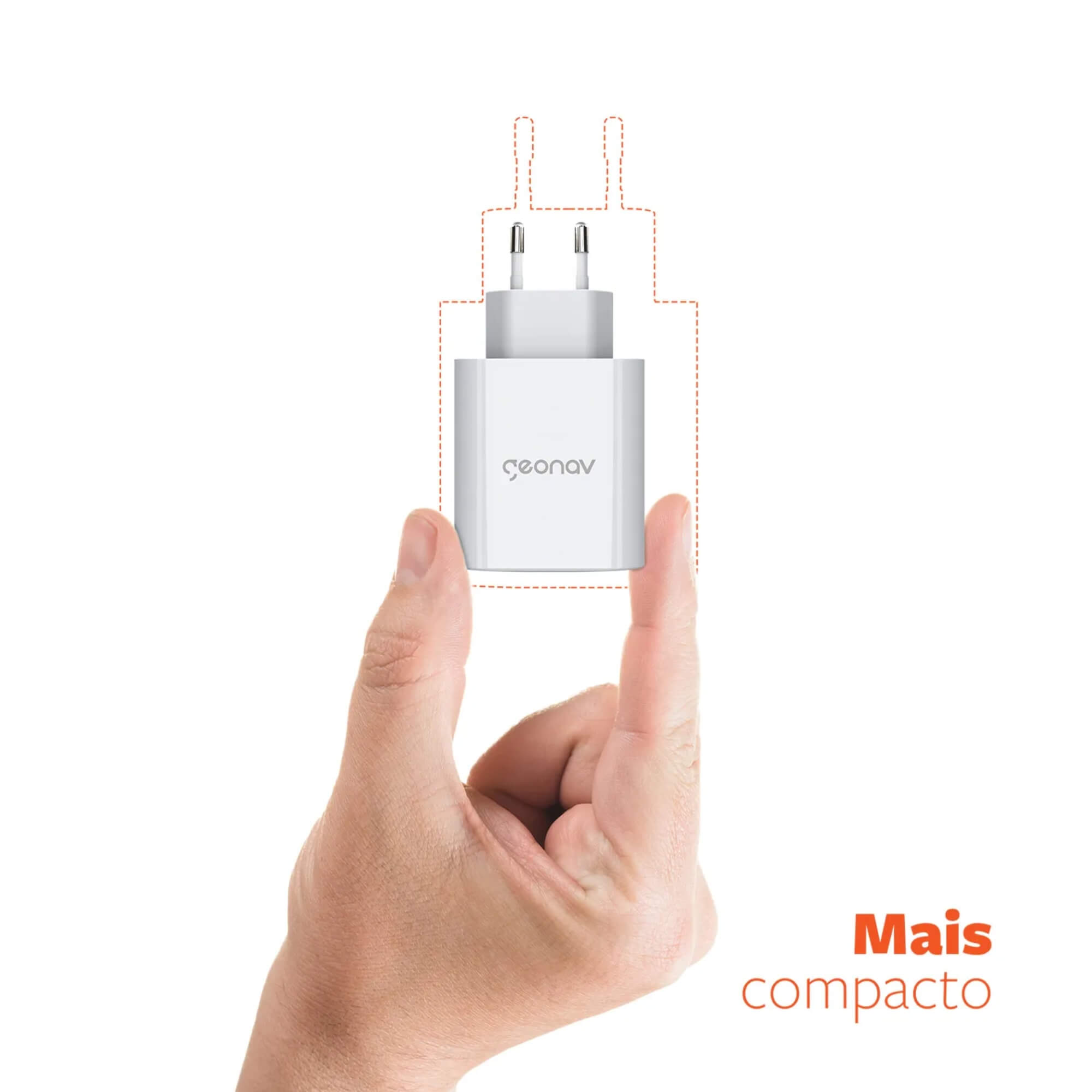 Carregador Super Power Gan Duo USB-C 65W Branco Geonav - CH65PDQC