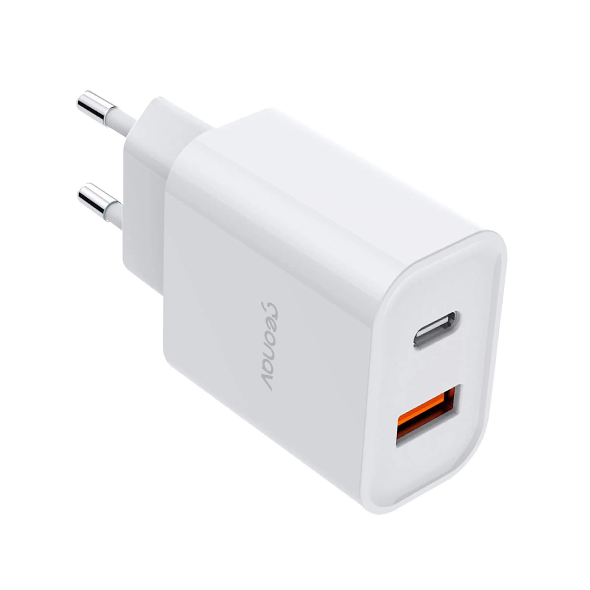 Carregador de Parede Turbo 20W Duo USB USB-C QC 3.0 Branco Geonav - CH20PDQC