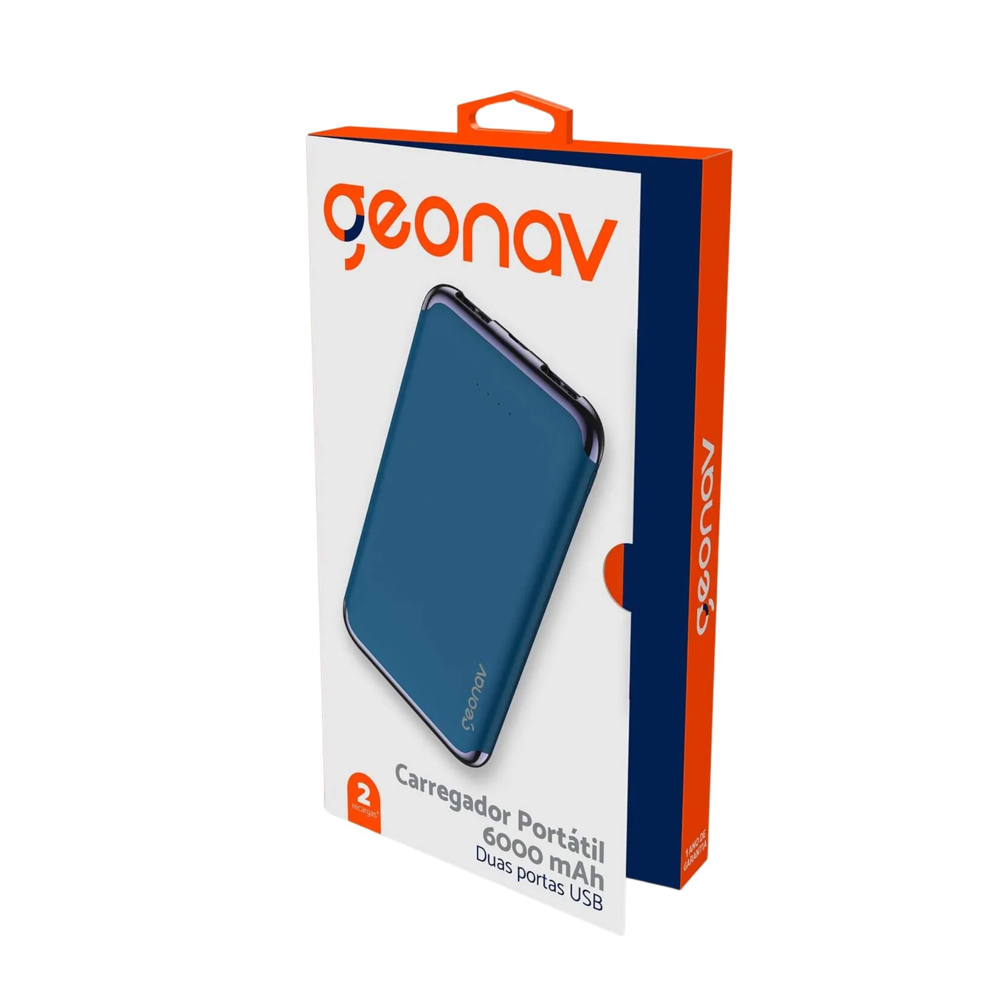 Carregador Portátil Power Bank 6000mAh Azul Marinho Geonav - PB6KMB