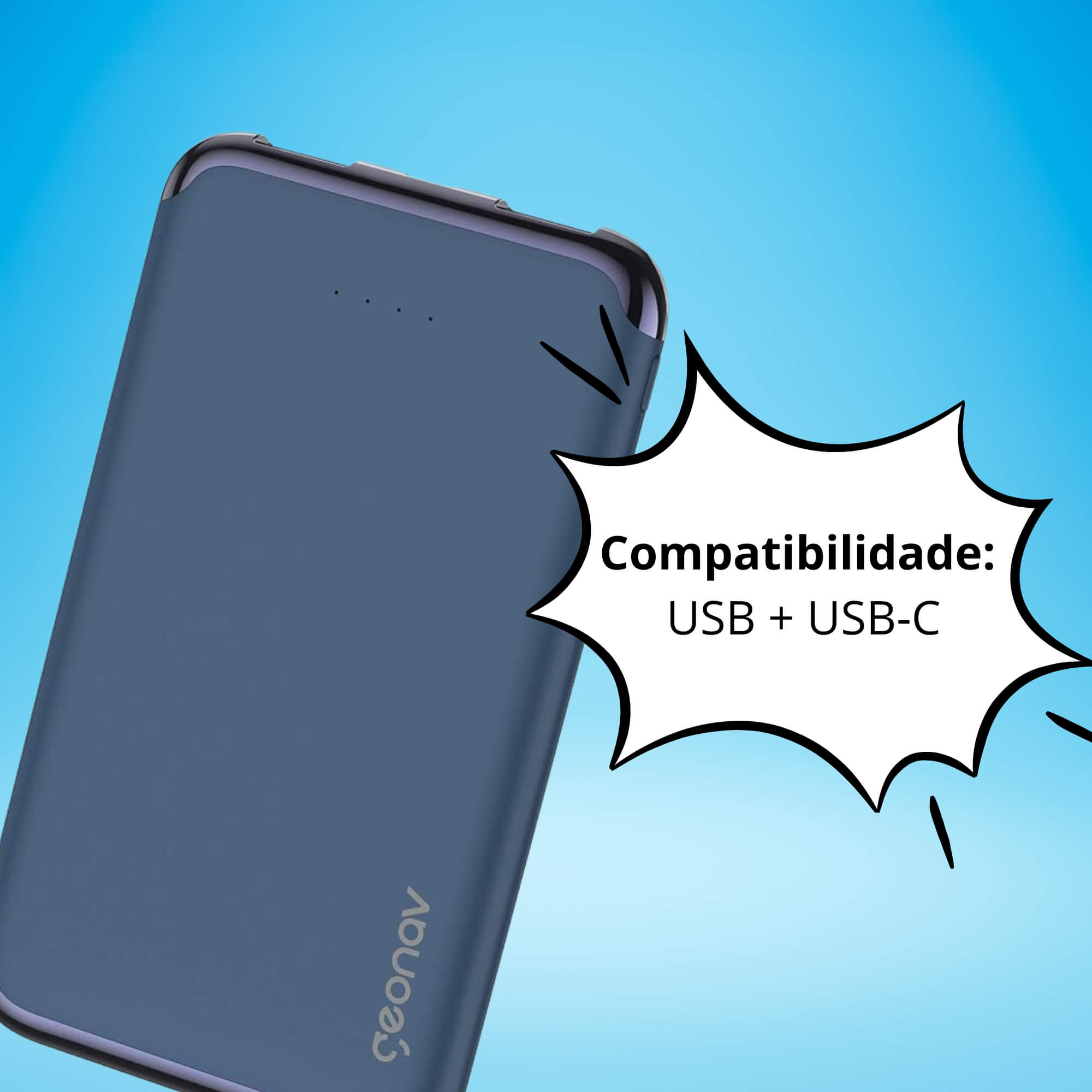 Carregador Portátil Power Bank 6000mAh Azul Marinho Geonav - PB6KMB