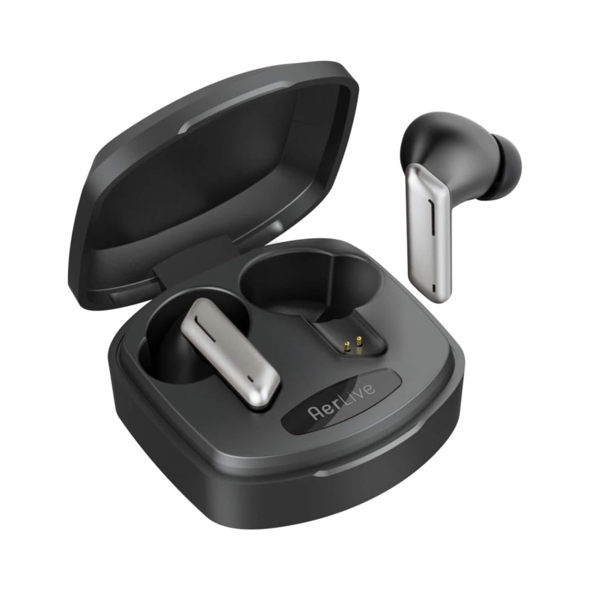 Fone de Ouvido sem Fio TWS AerLive Intra-Auricular com Bluetooth Preto e Cinza Geonav - AER12BK