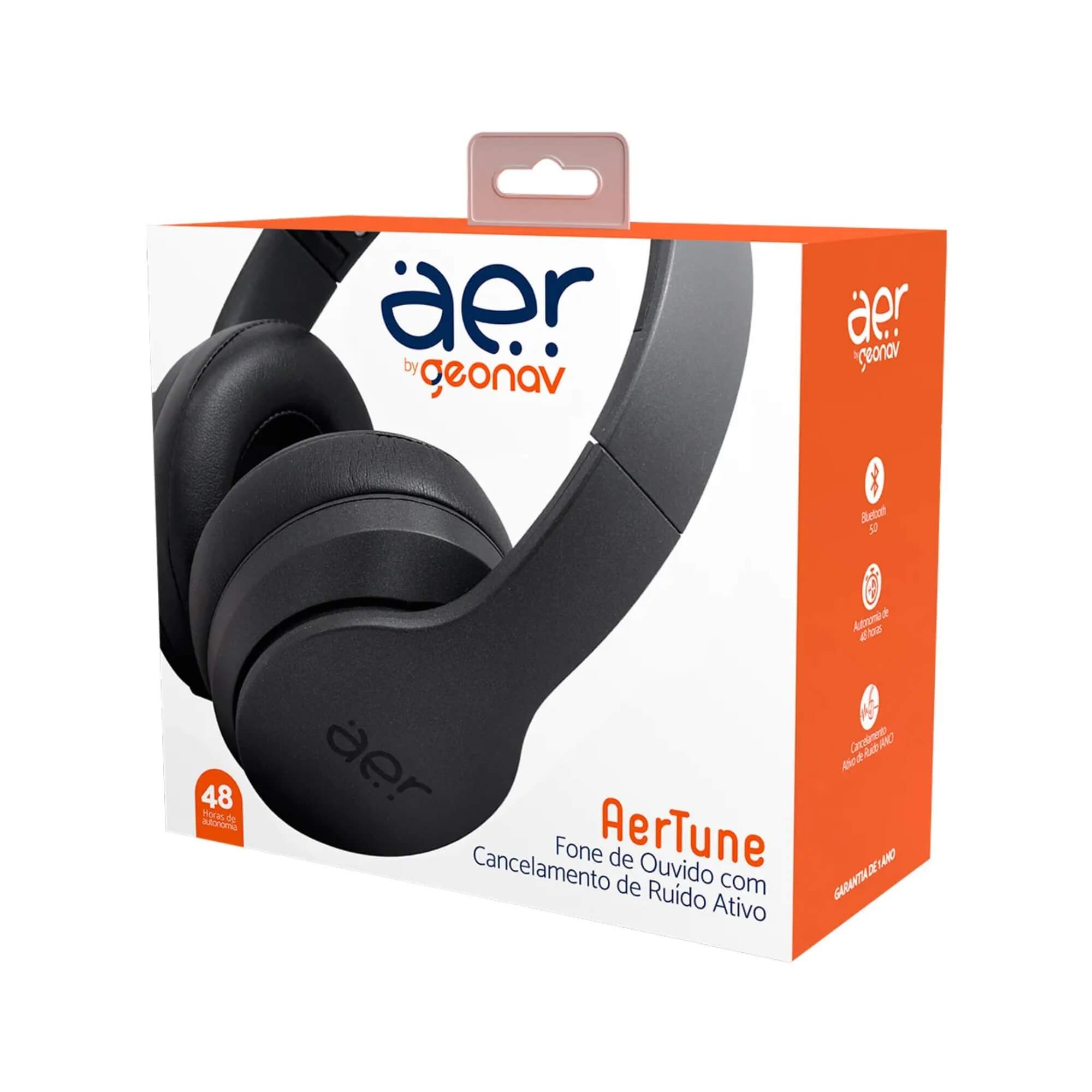 Fone de Ouvido sem Fio AerTune Over-Ear com Bluetooth Preto Geonav - AER10SG