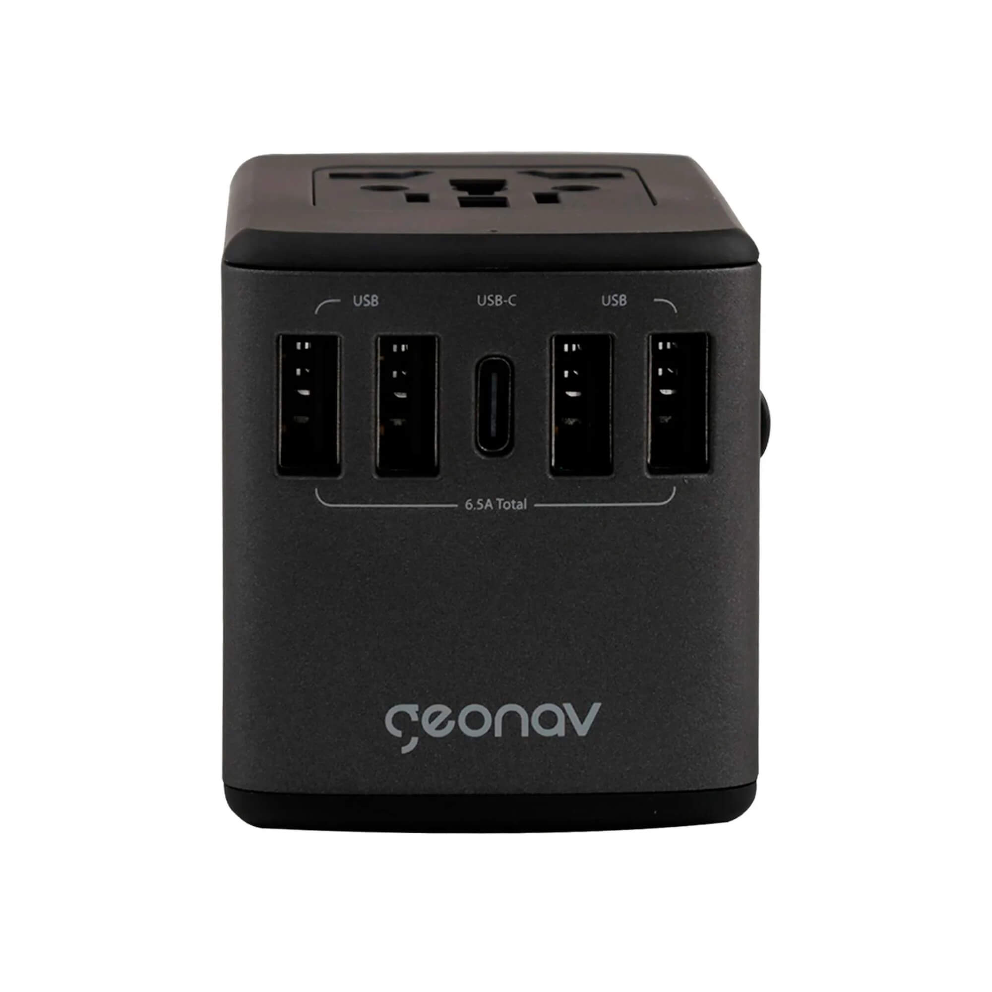 Carregador Universal com Adaptadores de Viagem USB + USB-C Preto Geonav - TLCH65BK