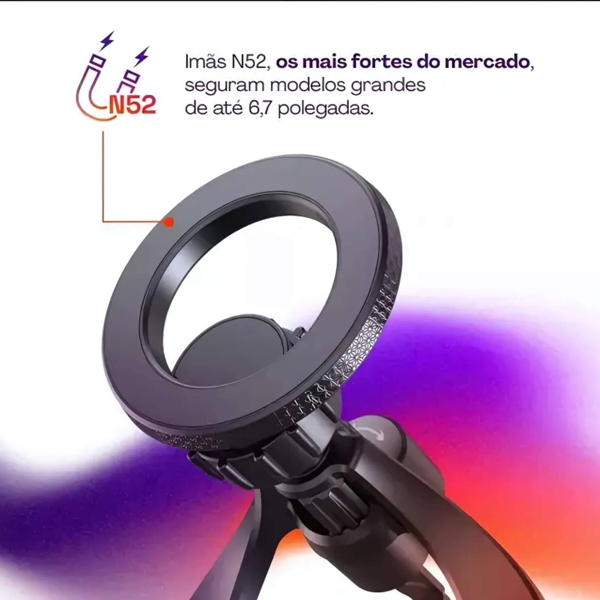 Suporte Veicular Magnético Universal com Aneis em Metal na cor Preta Geonav - SUPMAG4
