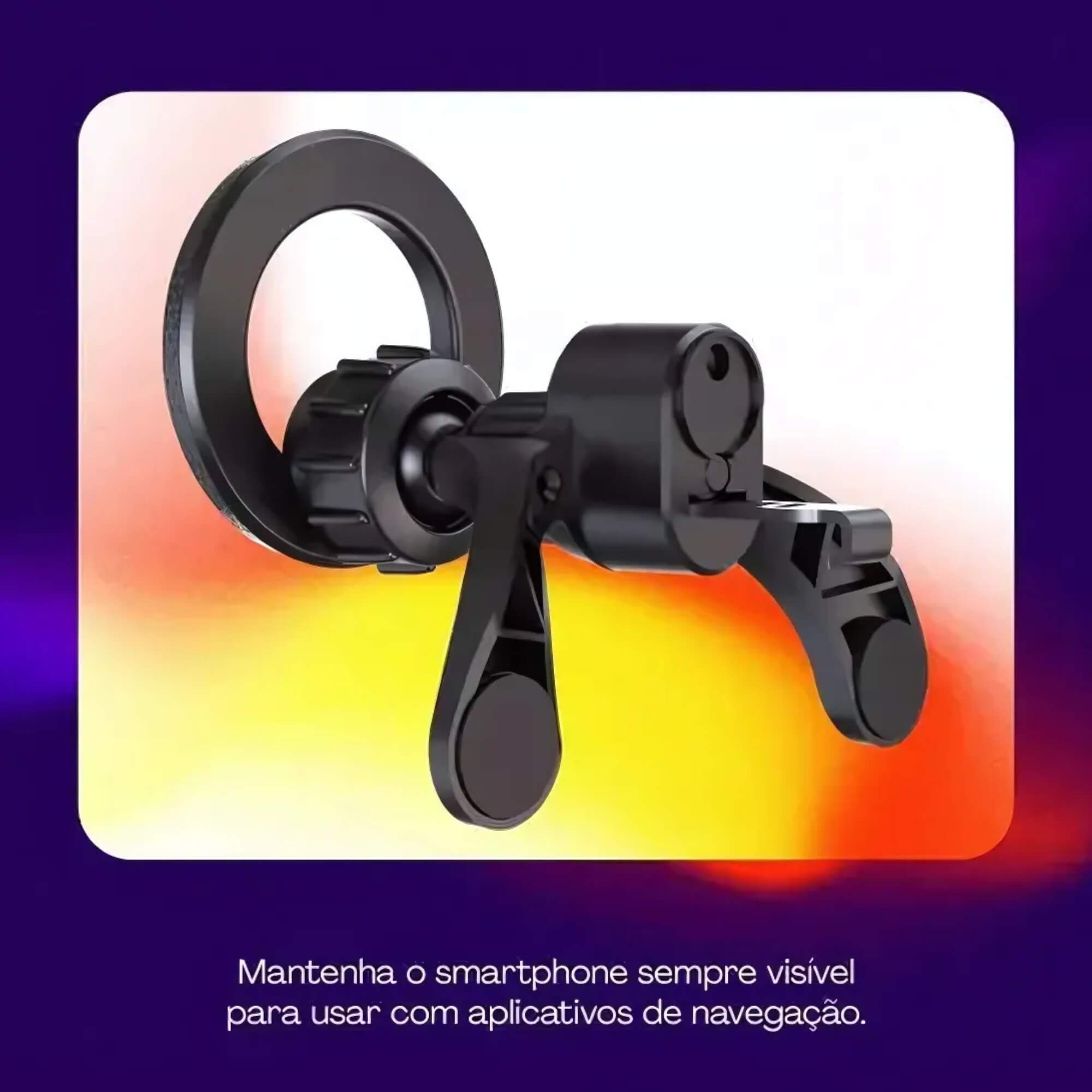 Suporte Veicular Magnético Universal com Aneis em Metal na cor Preta Geonav - SUPMAG4