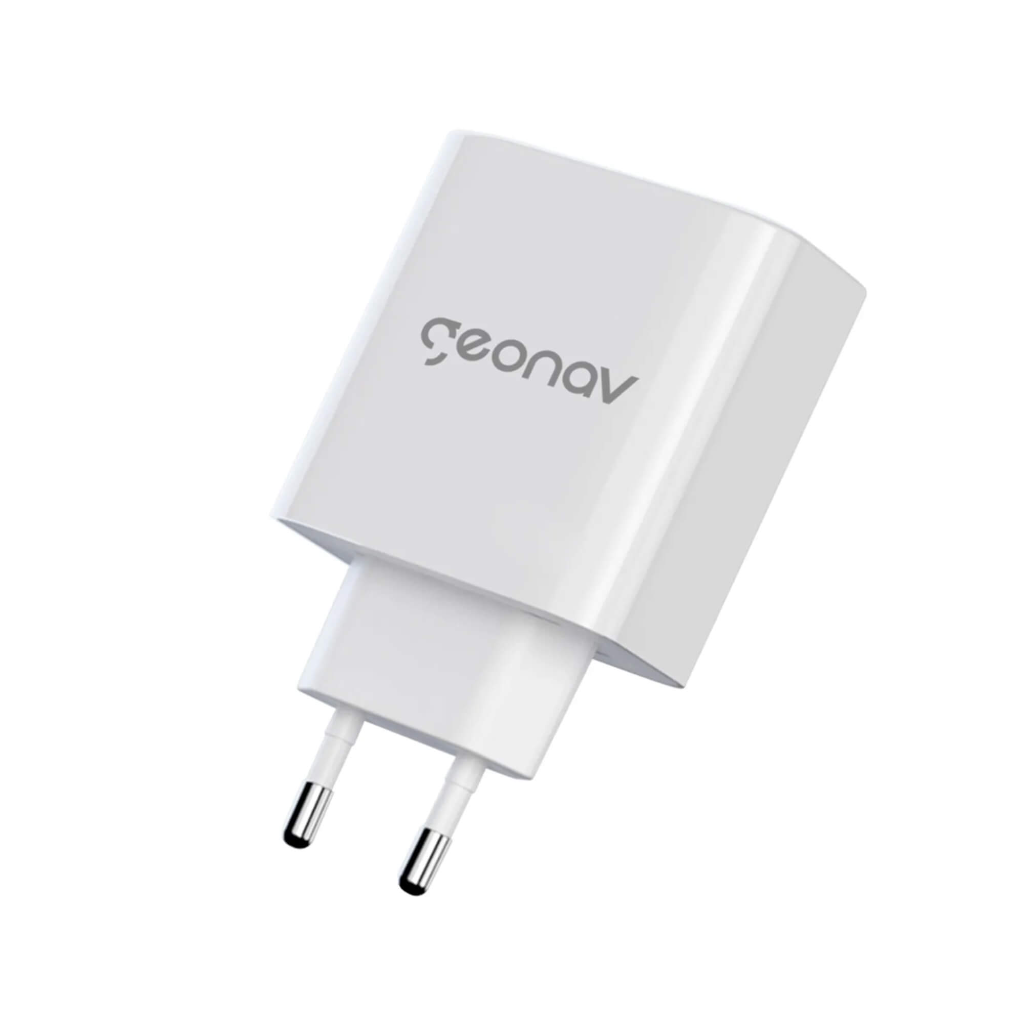 Carregador de Tomada Turbo 48W Super Power Duo Branco Entrada USB- A e Tipo C - Geonav  CH48PDQCWT