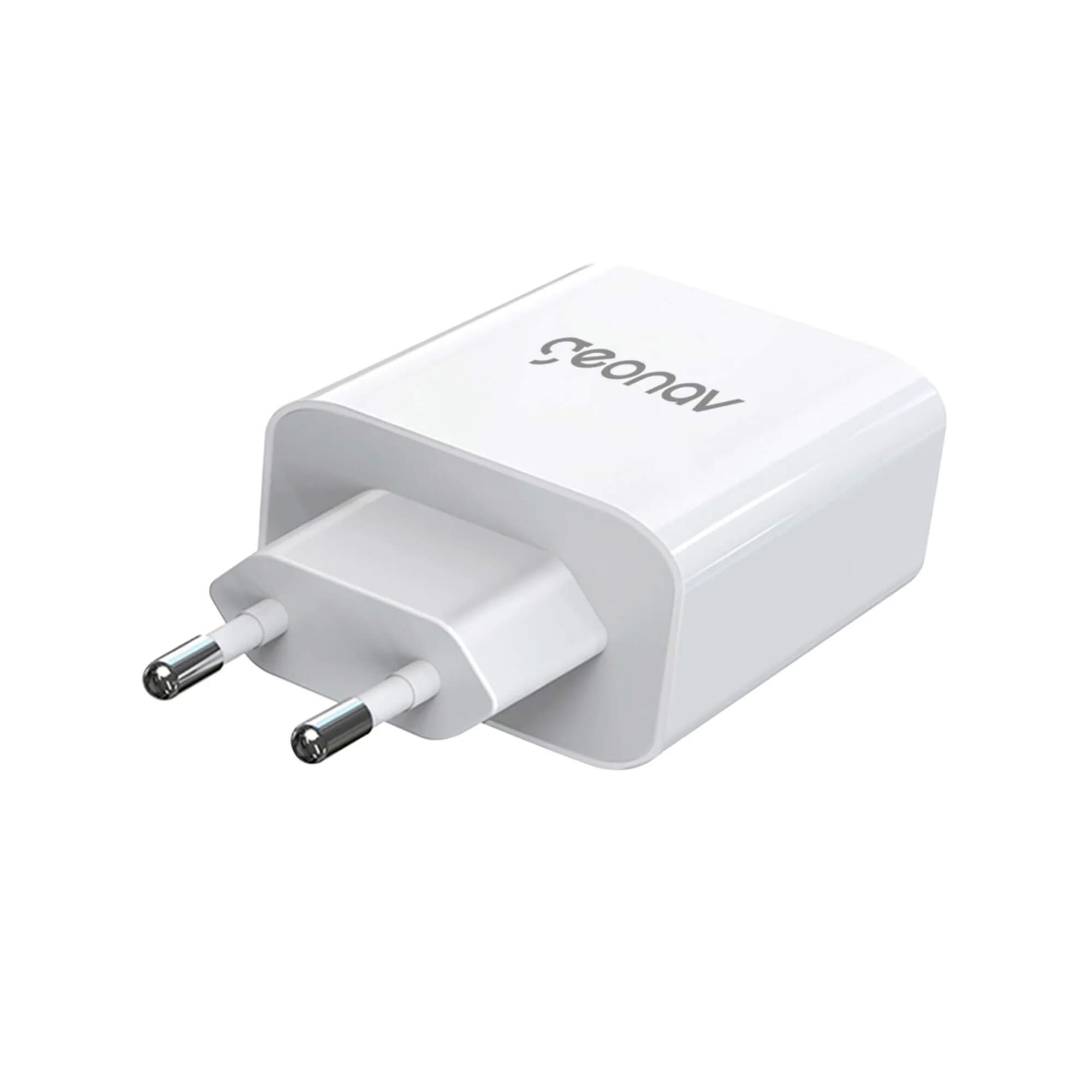 Carregador de Tomada Turbo 48W Super Power Duo Branco Entrada USB- A e Tipo C - Geonav  CH48PDQCWT