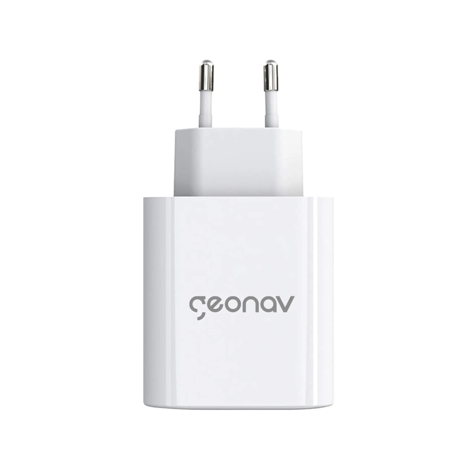Carregador de Tomada Turbo 48W Super Power Duo Branco Entrada USB- A e Tipo C - Geonav  CH48PDQCWT