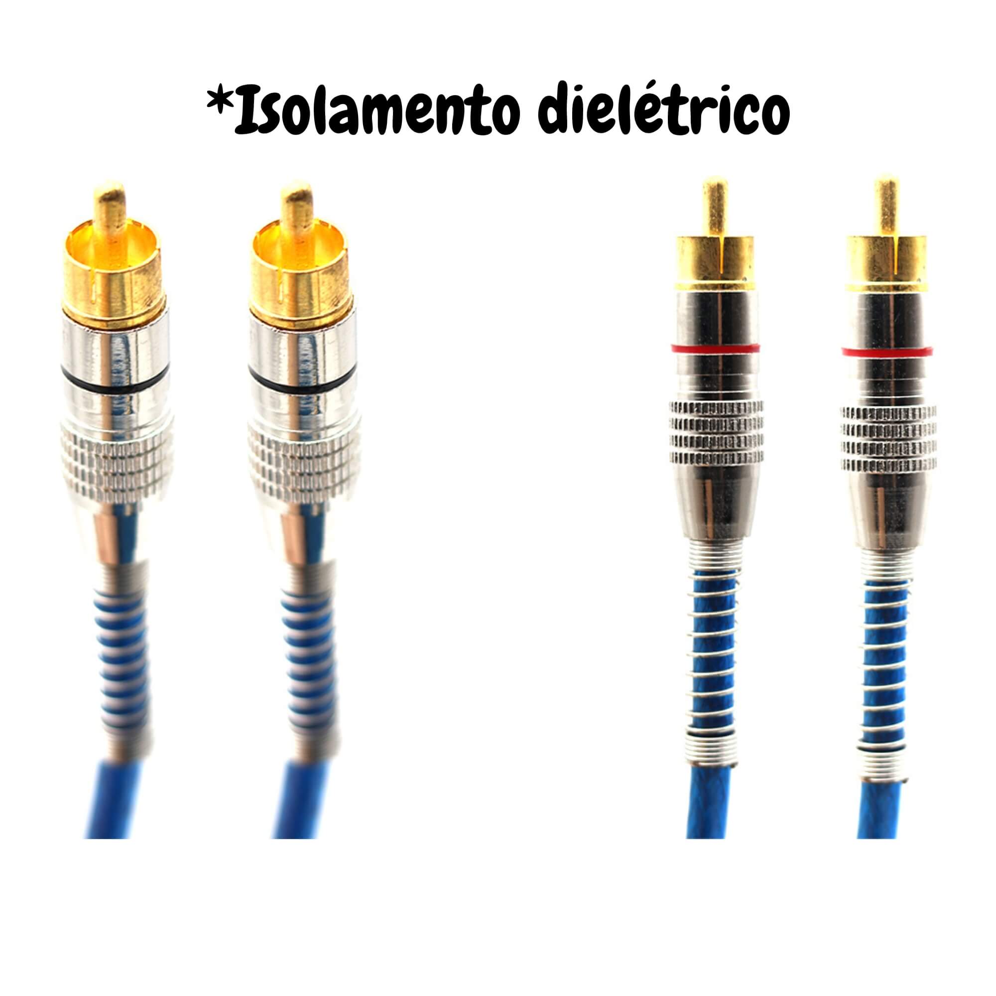 Cabo RCA Prime Automotivo Plug Metal 5mm Transp. Azul 5m Svart - 0737