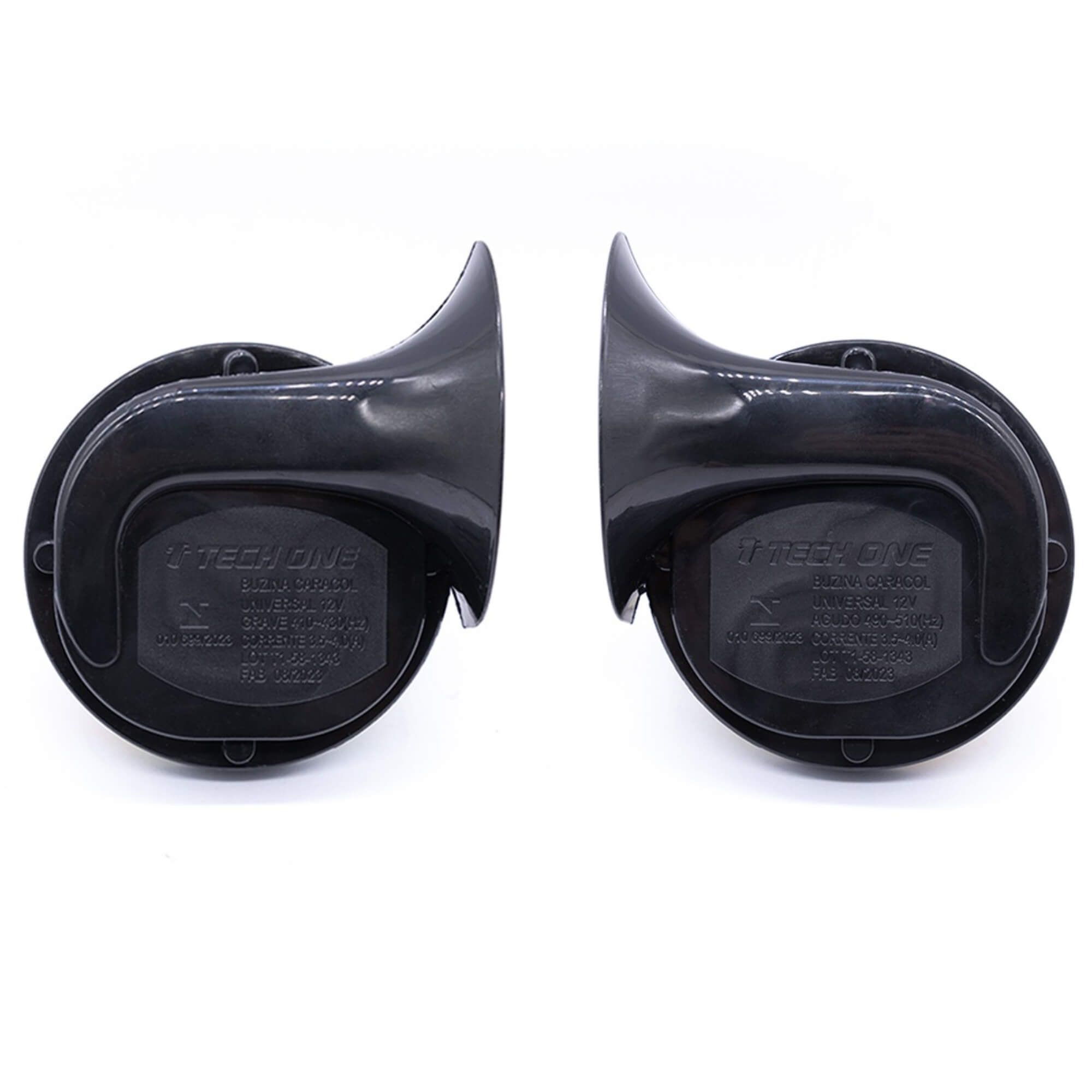 Par de Buzinas 12v Caracol Dupla 2 Terminais Grave/Agudo Tech One - PW-W-3001