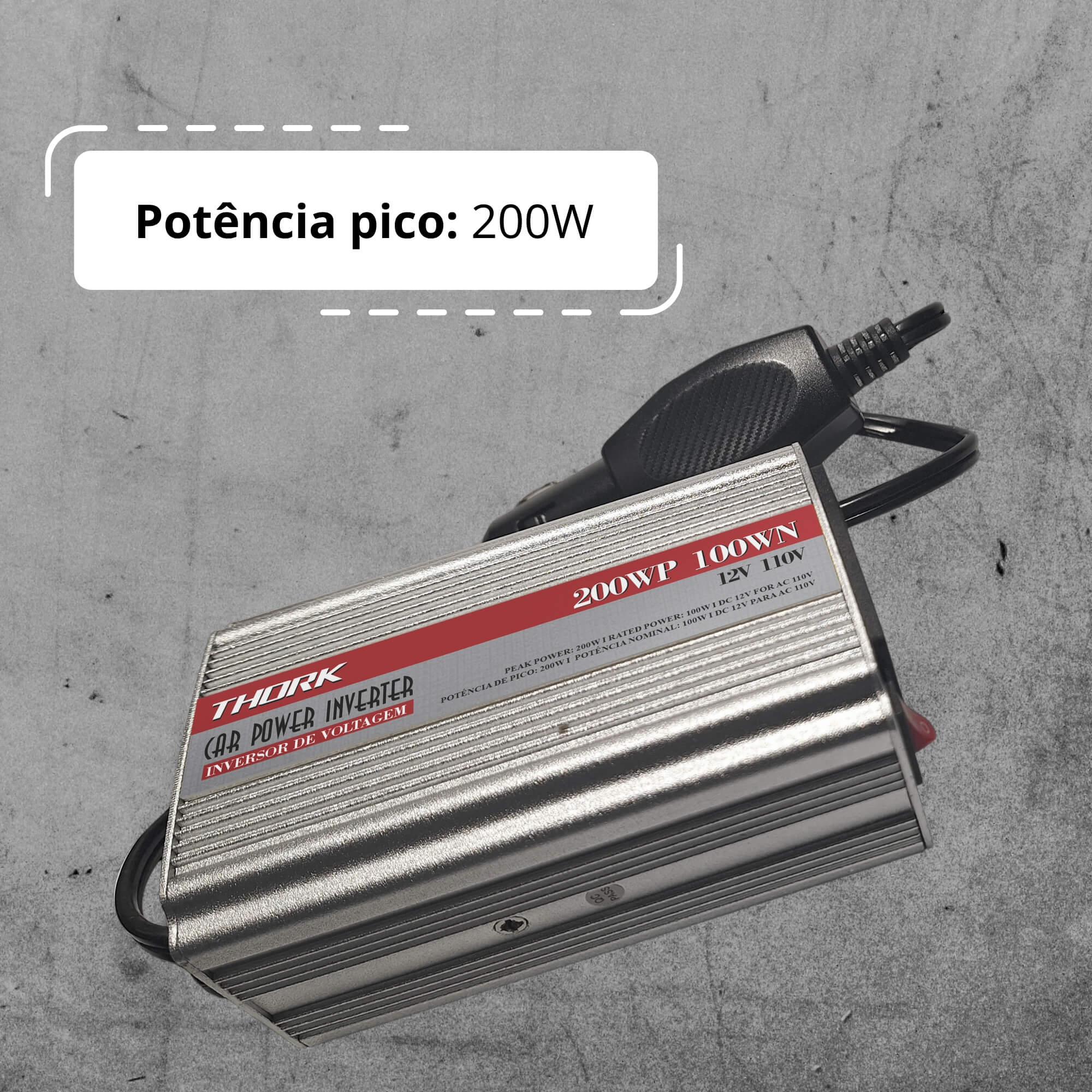 Inversor de Voltagem 200W P/100W 110V Thork Tech One - KC-E-9064
