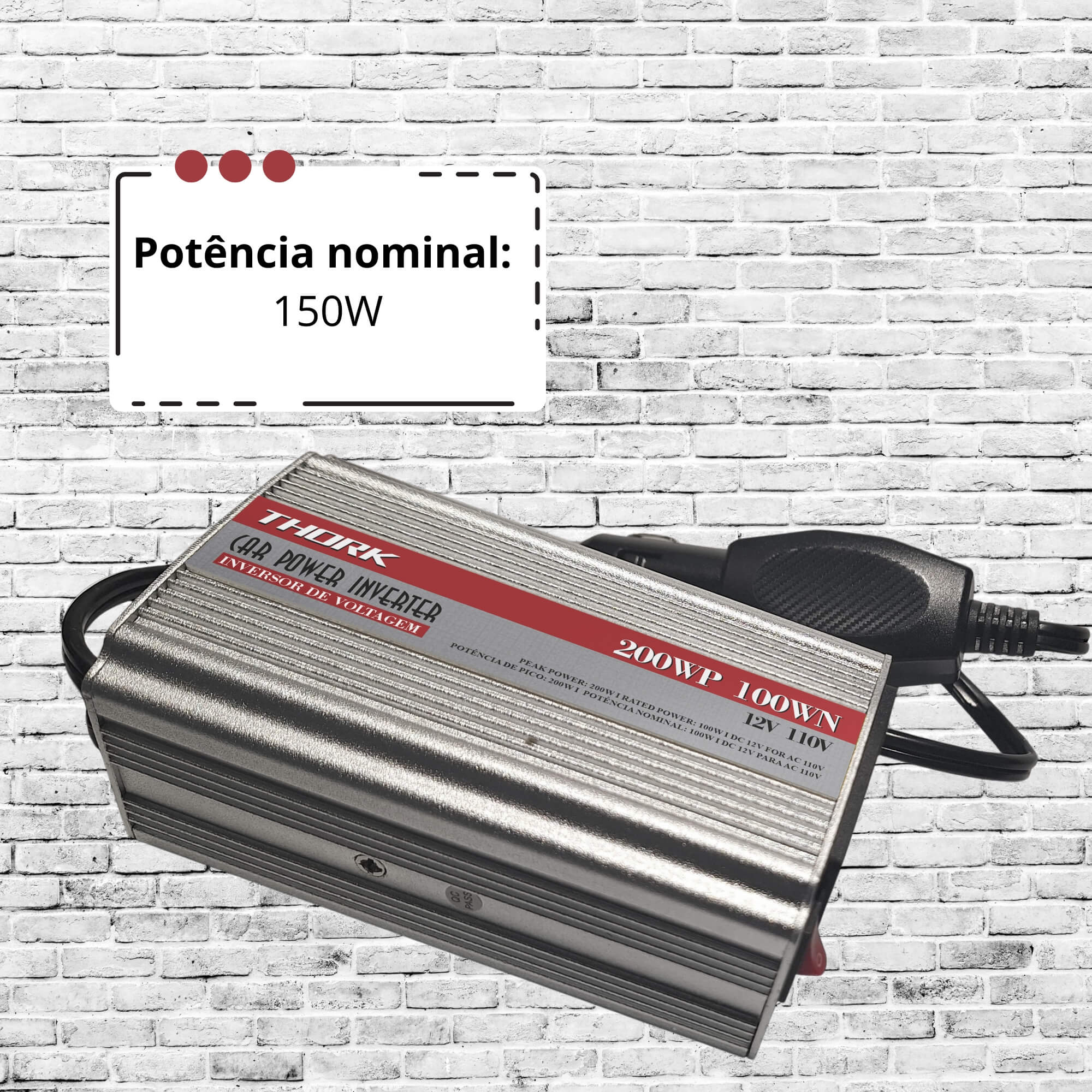 Inversor de Voltagem 300W P/150W 110V Thork Tech One - KC-E-9065