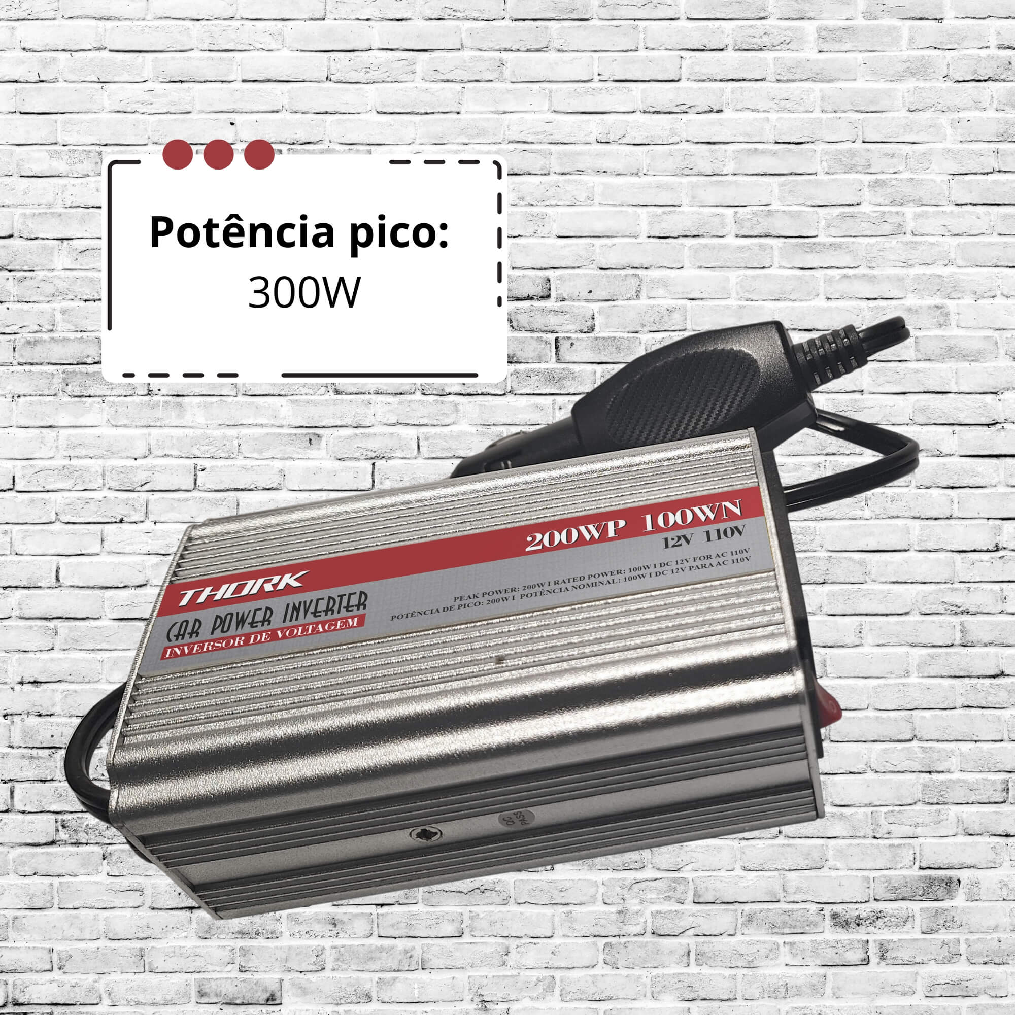 Inversor de Voltagem 300W P/150W 110V Thork Tech One - KC-E-9065