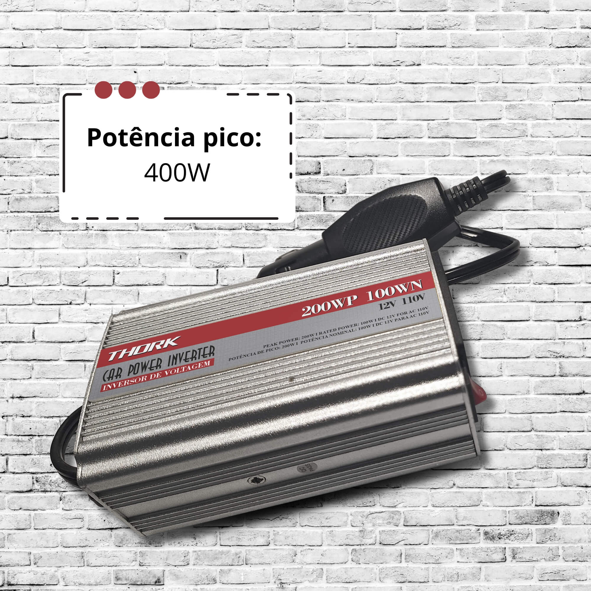 Inversor de Voltagem 200W P/100W 110V Thork Tech One - KC-E-9066