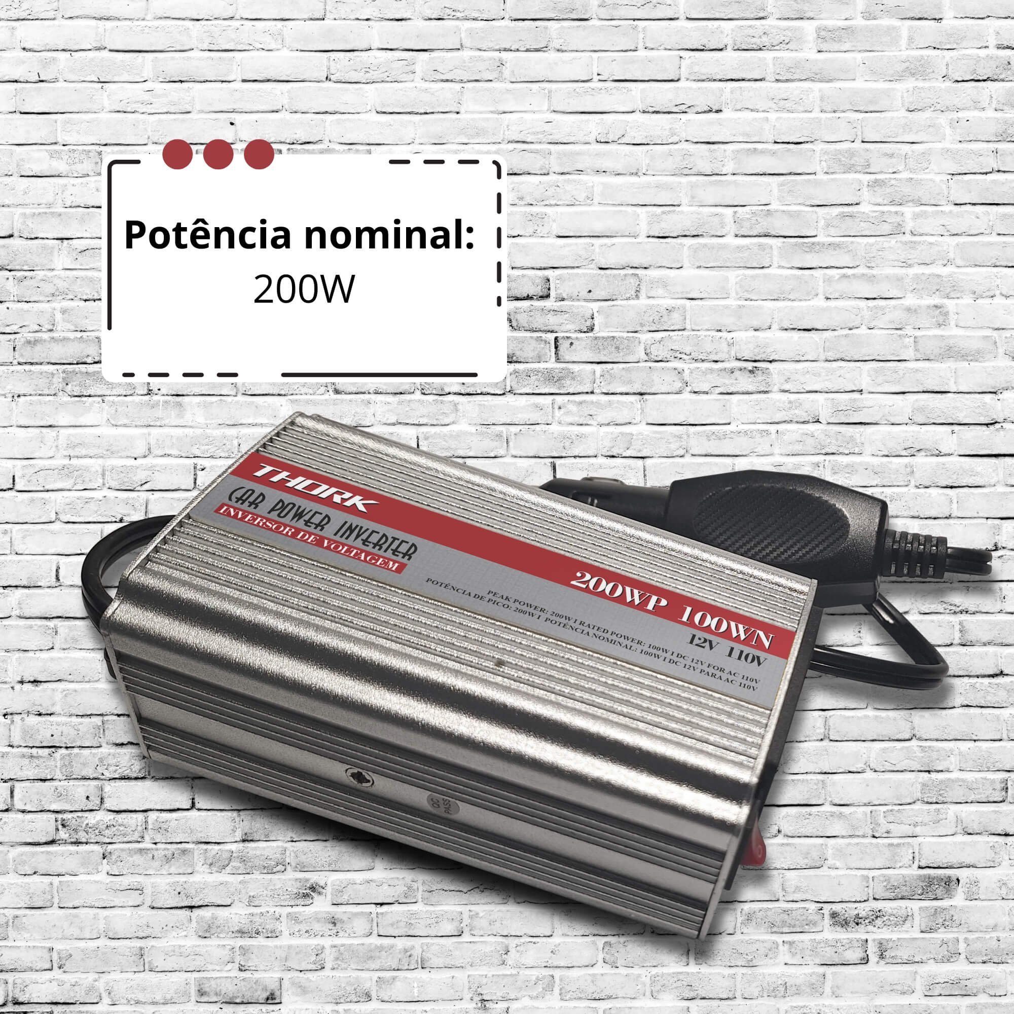 Inversor de Voltagem 200W P/100W 110V Thork Tech One - KC-E-9066