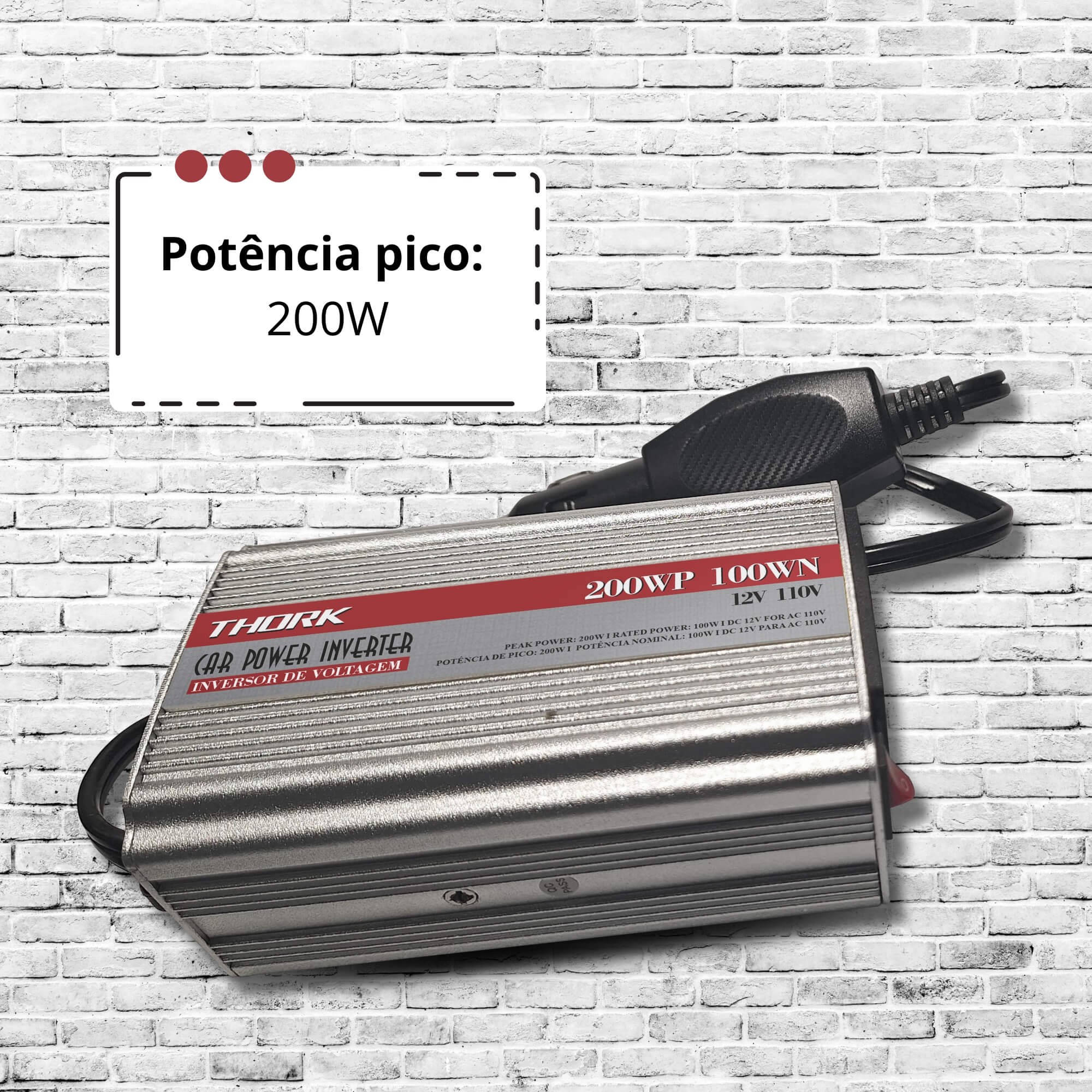 Inversor de Voltagem 200W P/100W 220V Thork Tech One - KC-E-9067