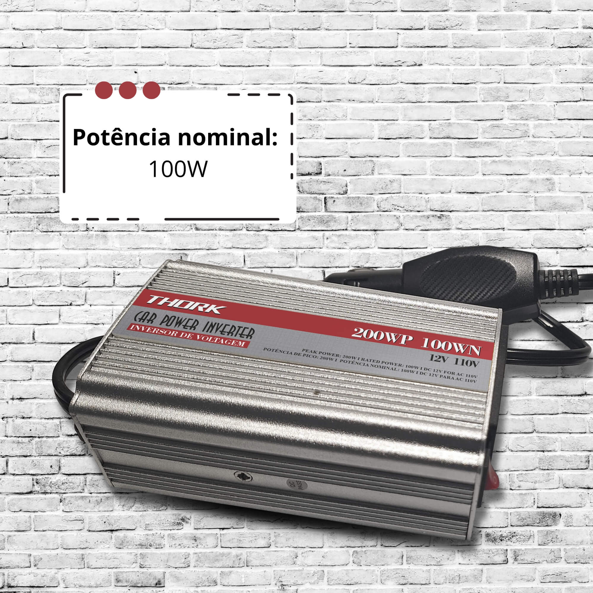 Inversor de Voltagem 200W P/100W 220V Thork Tech One - KC-E-9067