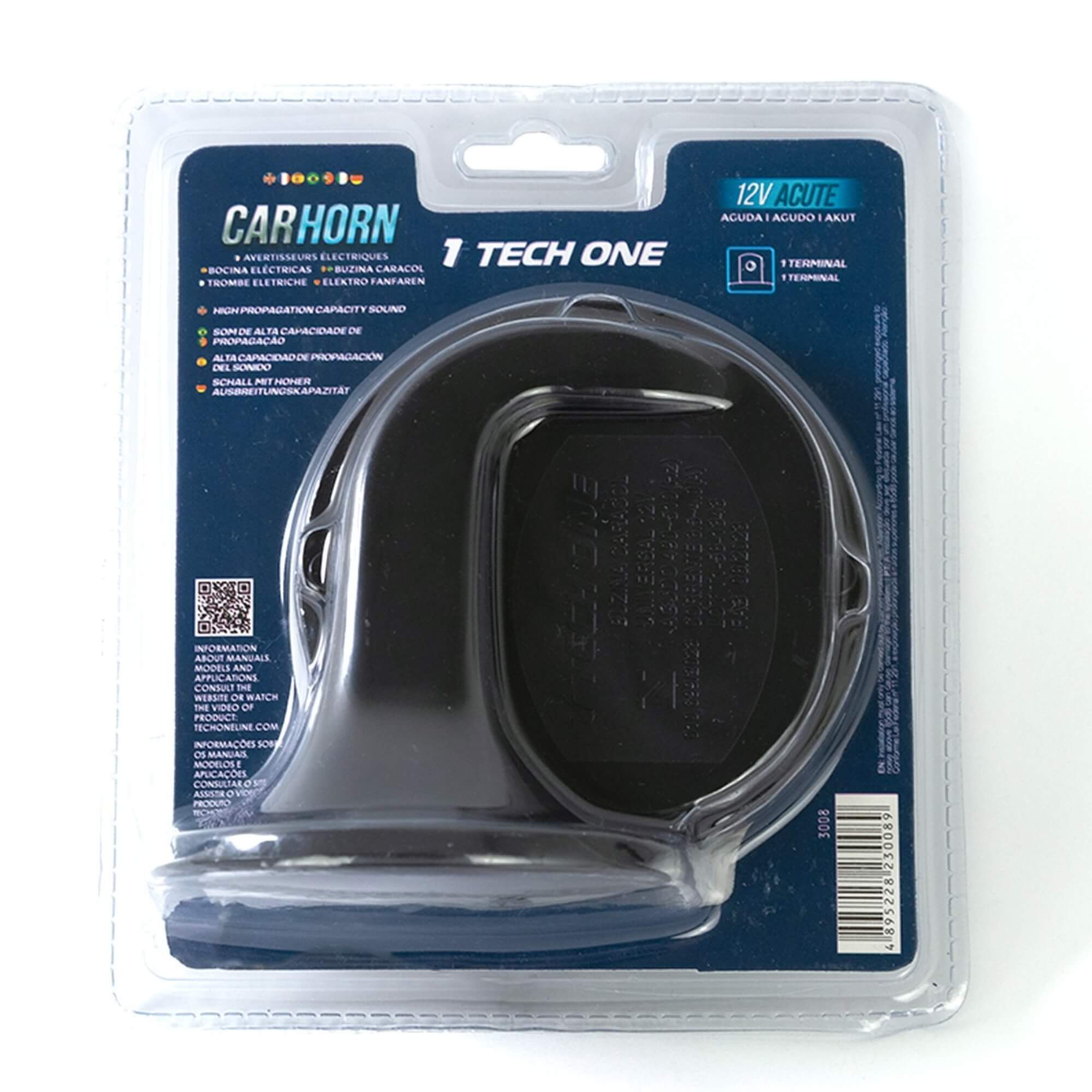 Buzina 12v Caracol 1 Terminal Agudo 1 Unidade Tech One - PW-W-3008