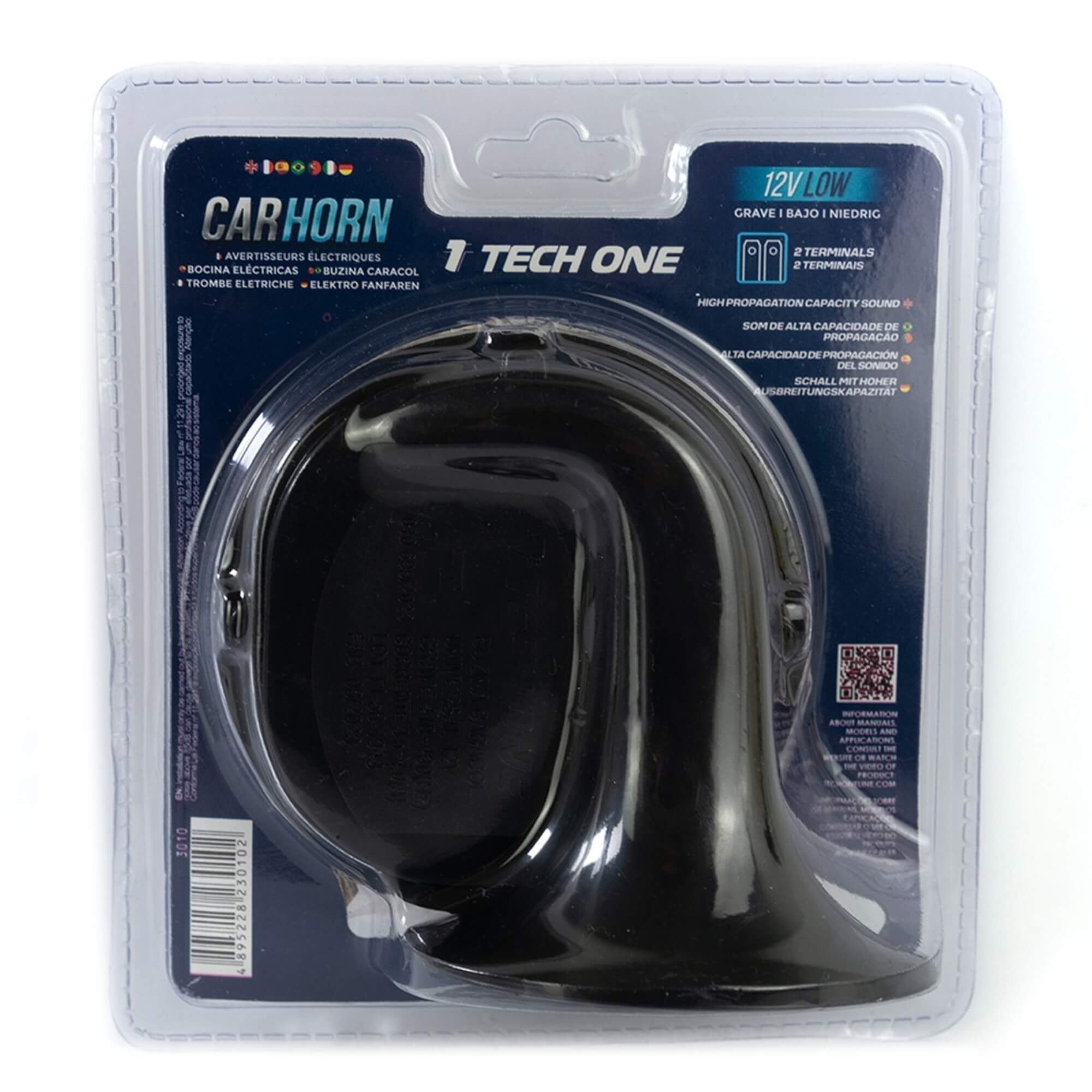 Buzina 12v Caracol 2 Terminais Grave 1 Unidade Tech One - PW-E-3010