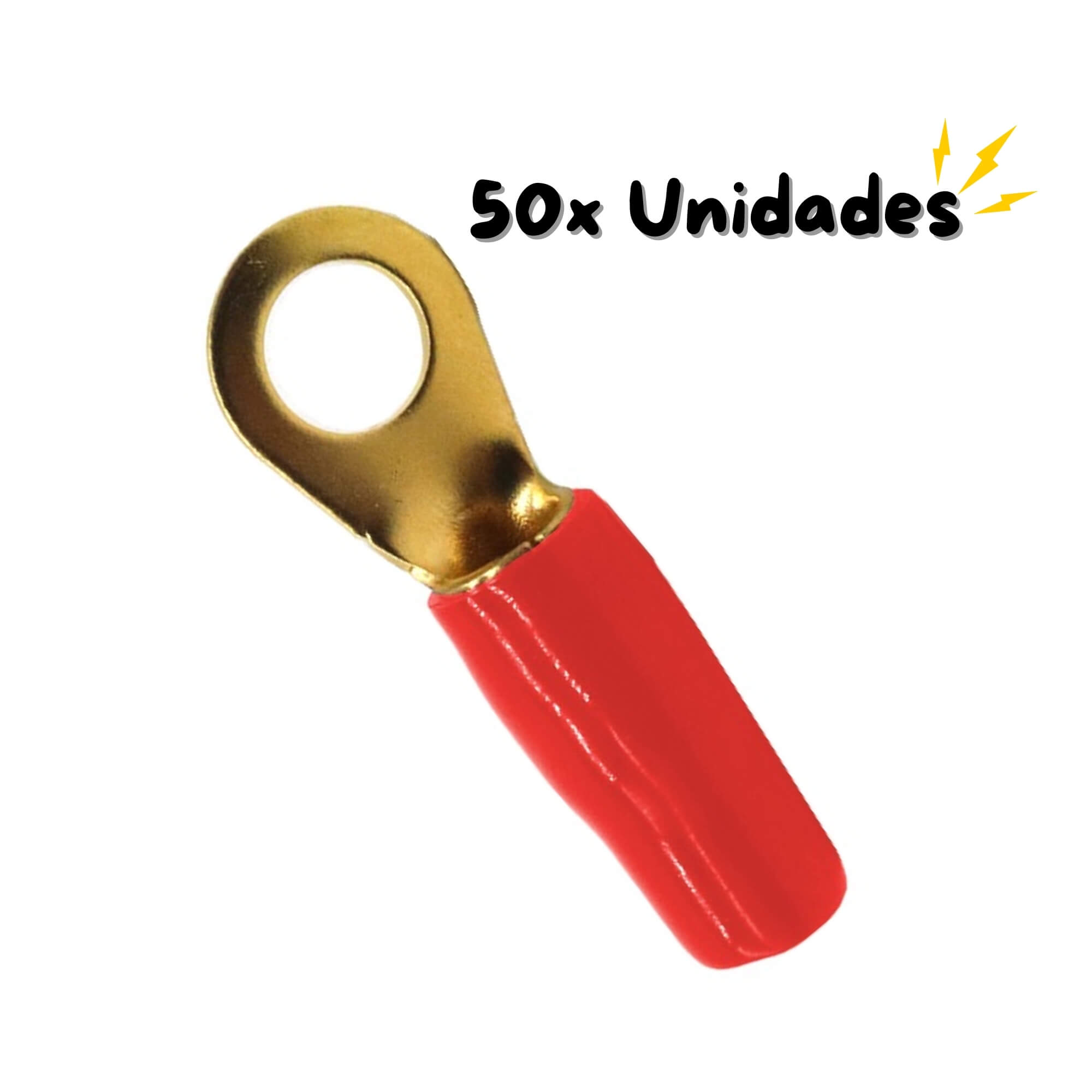Terminal Olhal Anel Pré Isolado 6 AWG Vermelho 8mm Pct C/ 50 Unidades Tech One - PW-B-CX-50-2562