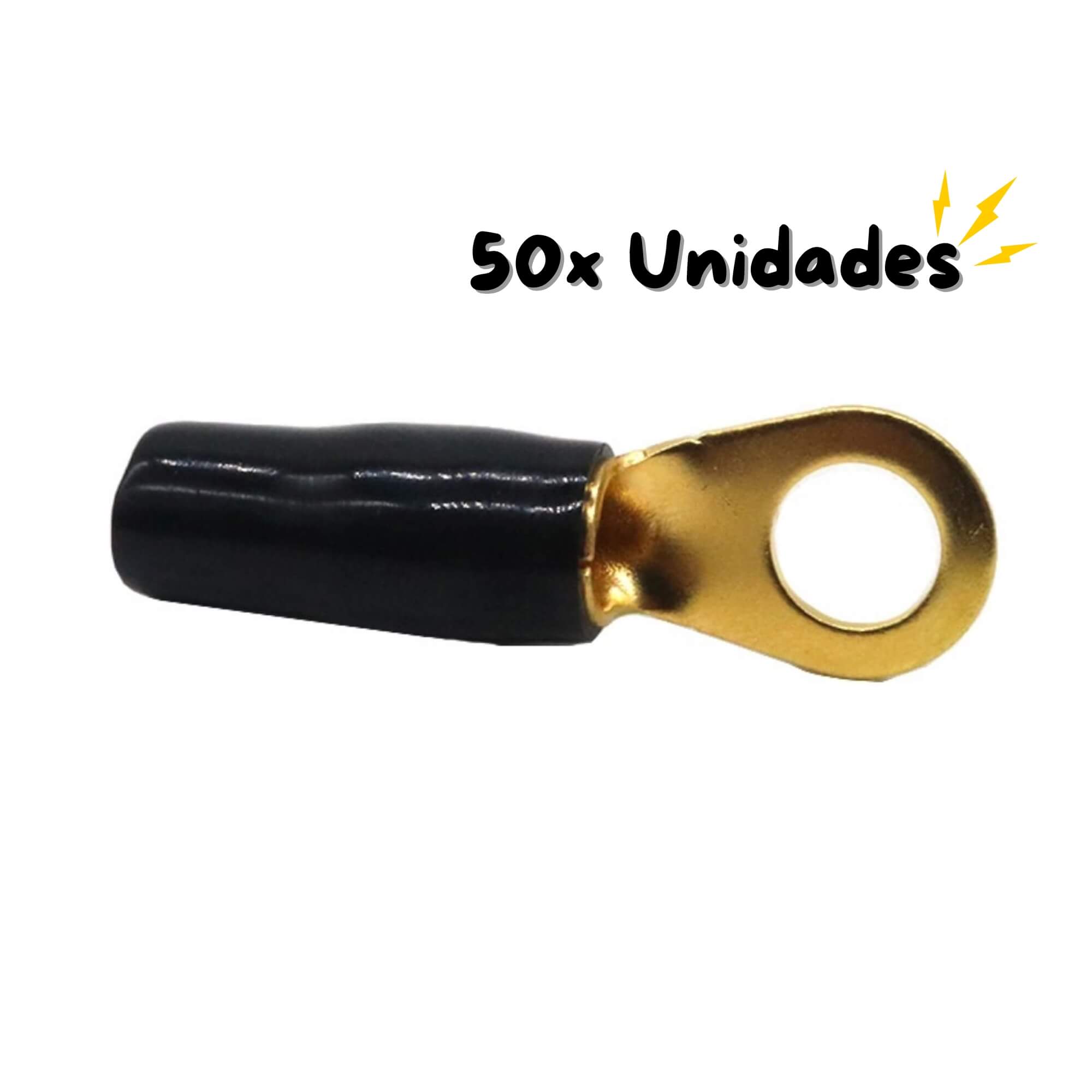 Terminal Olhal Anel Pré Isolado 6 AWG Preto 8mm Pct C/ 50 Unidades Tech One - PW-B-CX-50-2561