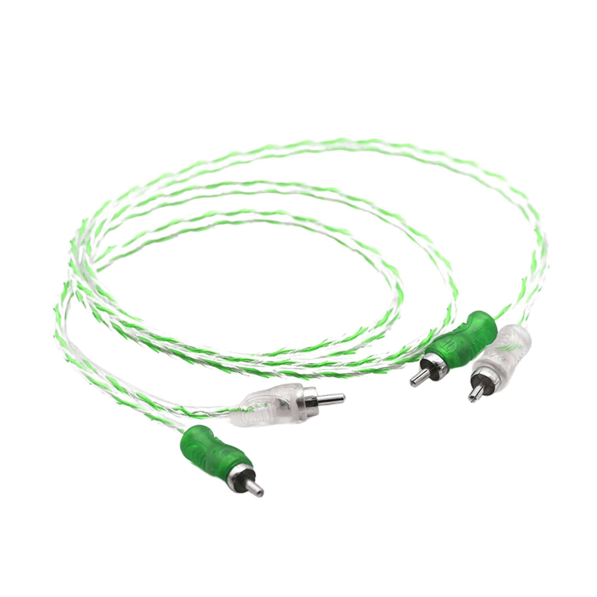 Cabo RCA Injetado 4mm 1m Svart Verde/Prata Transparente Tech One - PW-B-1832