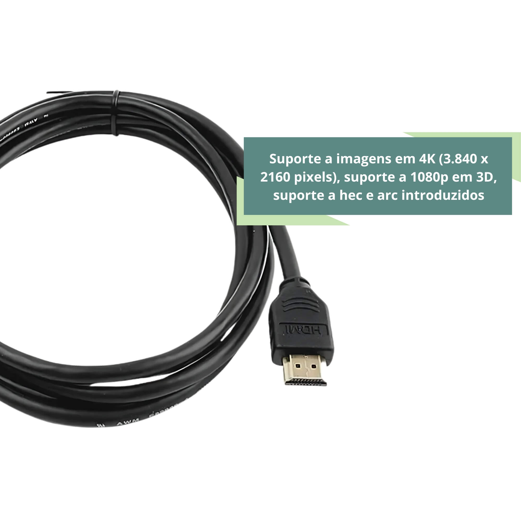 Cabo HDMI V2.0b 1.5M Resolução 4k a 60Hz e até 32 canais de Áudio Tech One - PW-B-1777