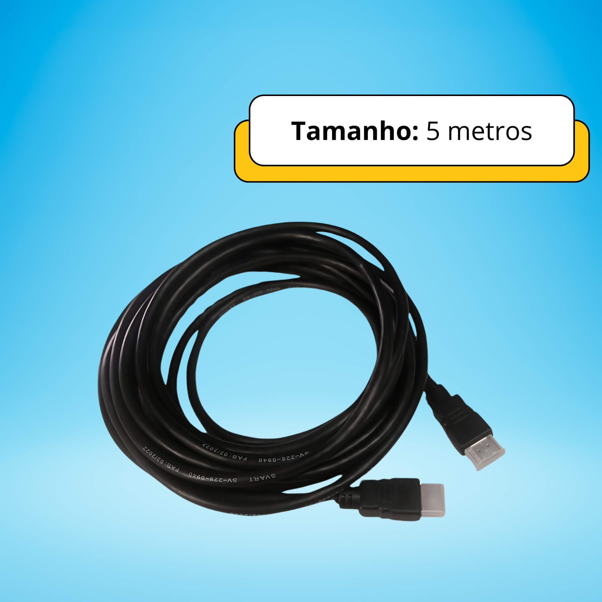 Cabo HDMI V2.0B 5M Svart Resolução 4k a 60Hz e até 32 Canais de Áudio Tech One - PW-B-1778
