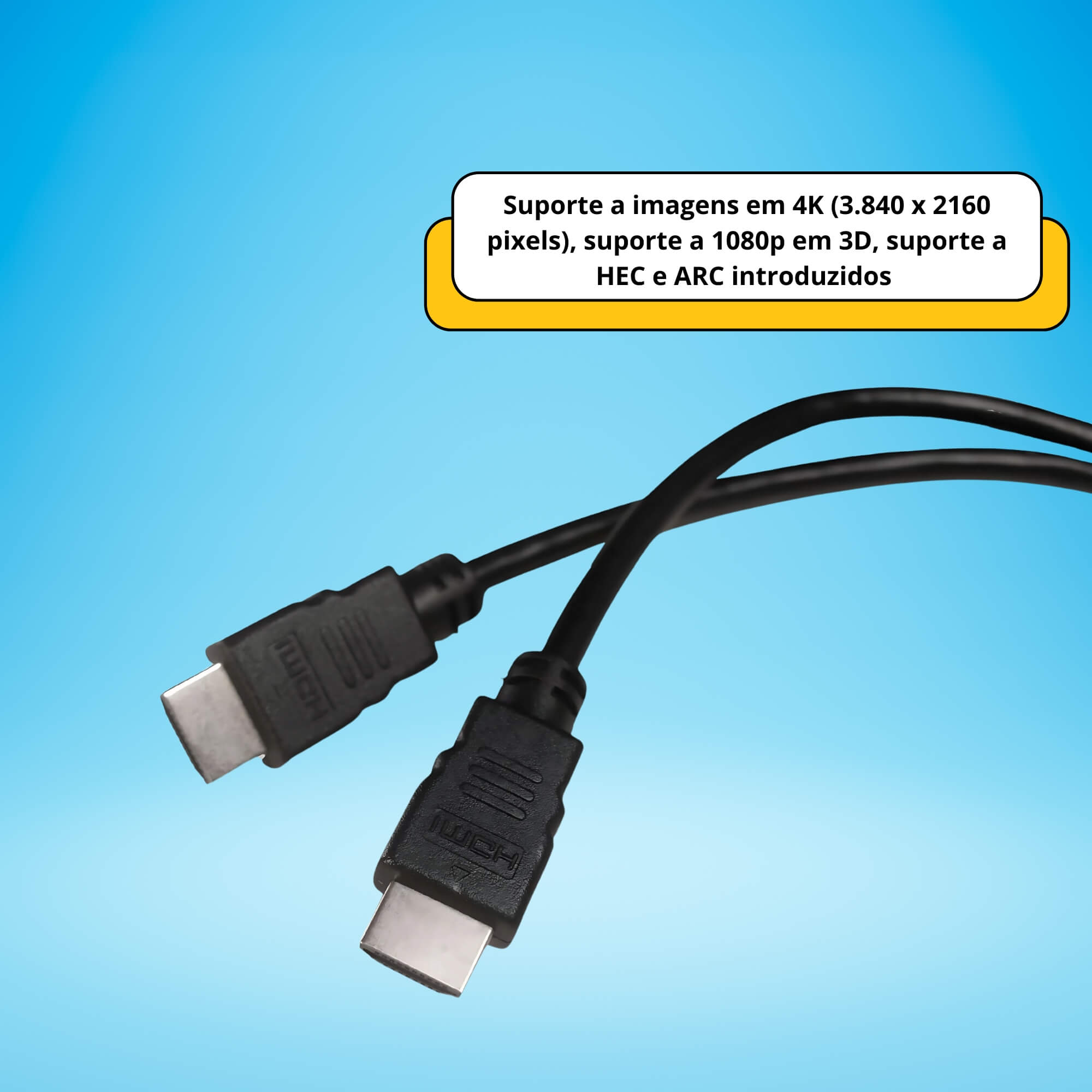 Cabo HDMI V2.0B 5M Svart Resolução 4k a 60Hz e até 32 Canais de Áudio Tech One - PW-B-1778
