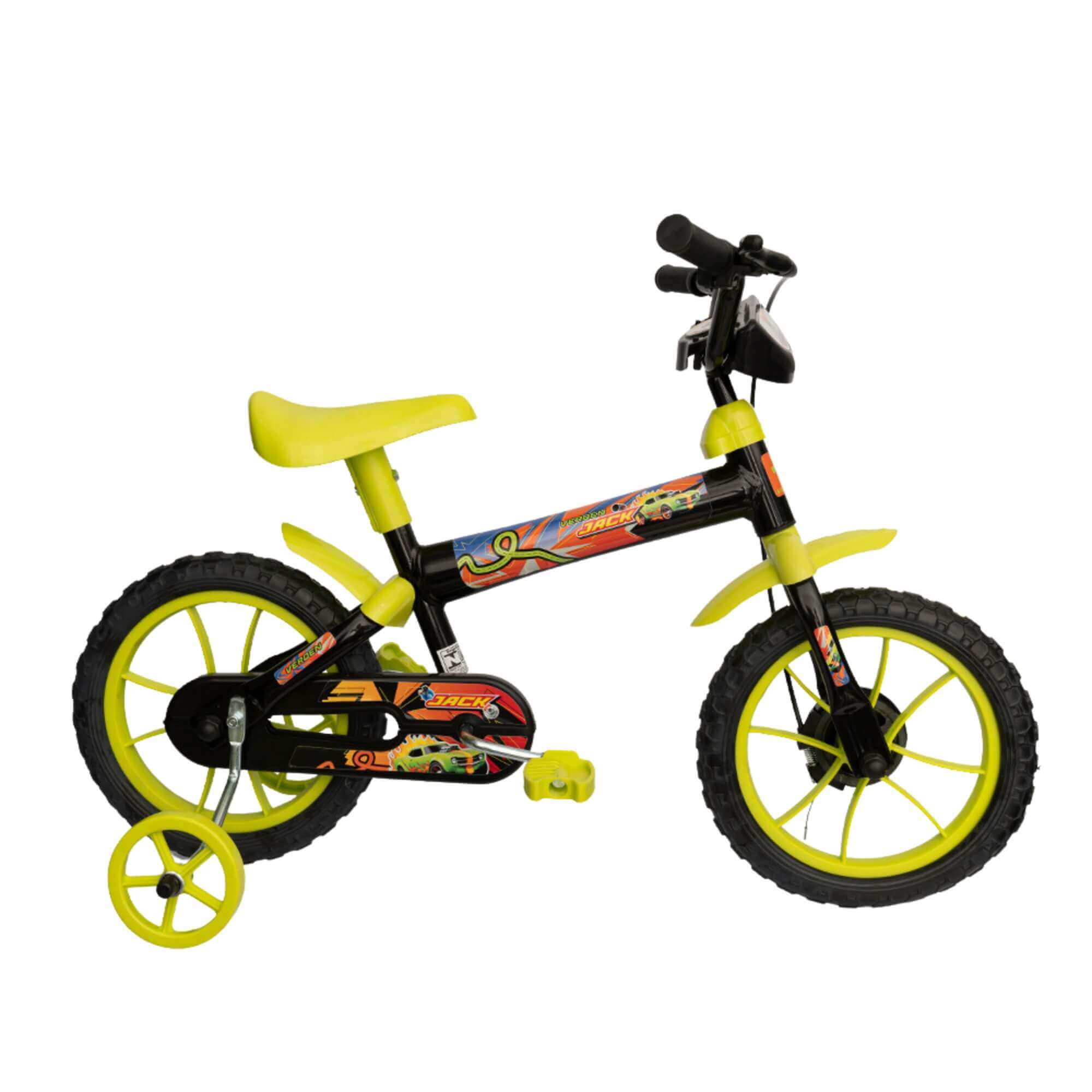 Bicicleta Infantil Jack Aro 12" Preto e Verde Limão Verden - 10472