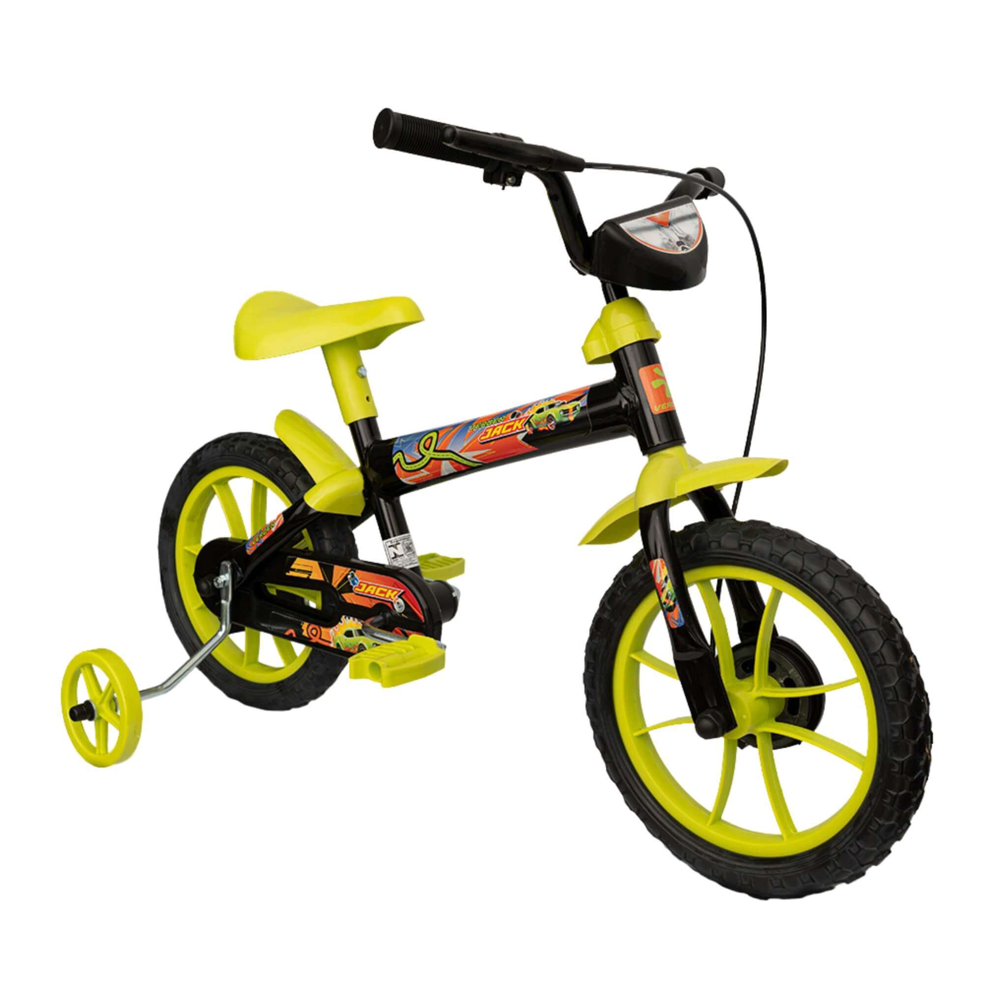 Bicicleta Infantil Jack Aro 12" Preto e Verde Limão Verden - 10472