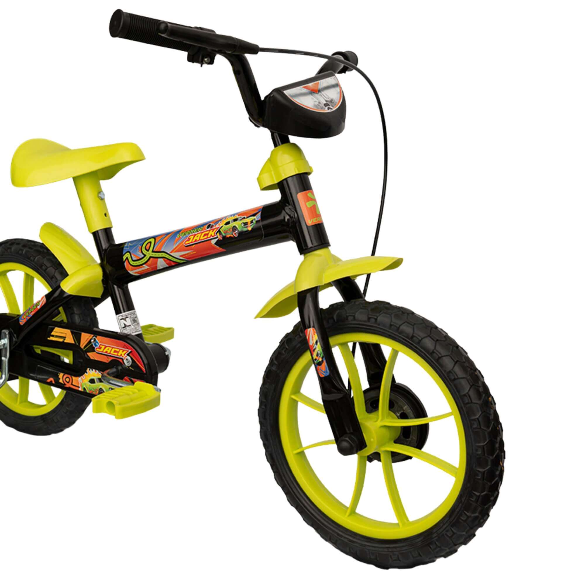 Bicicleta Infantil Jack Aro 12" Preto e Verde Limão Verden - 10472