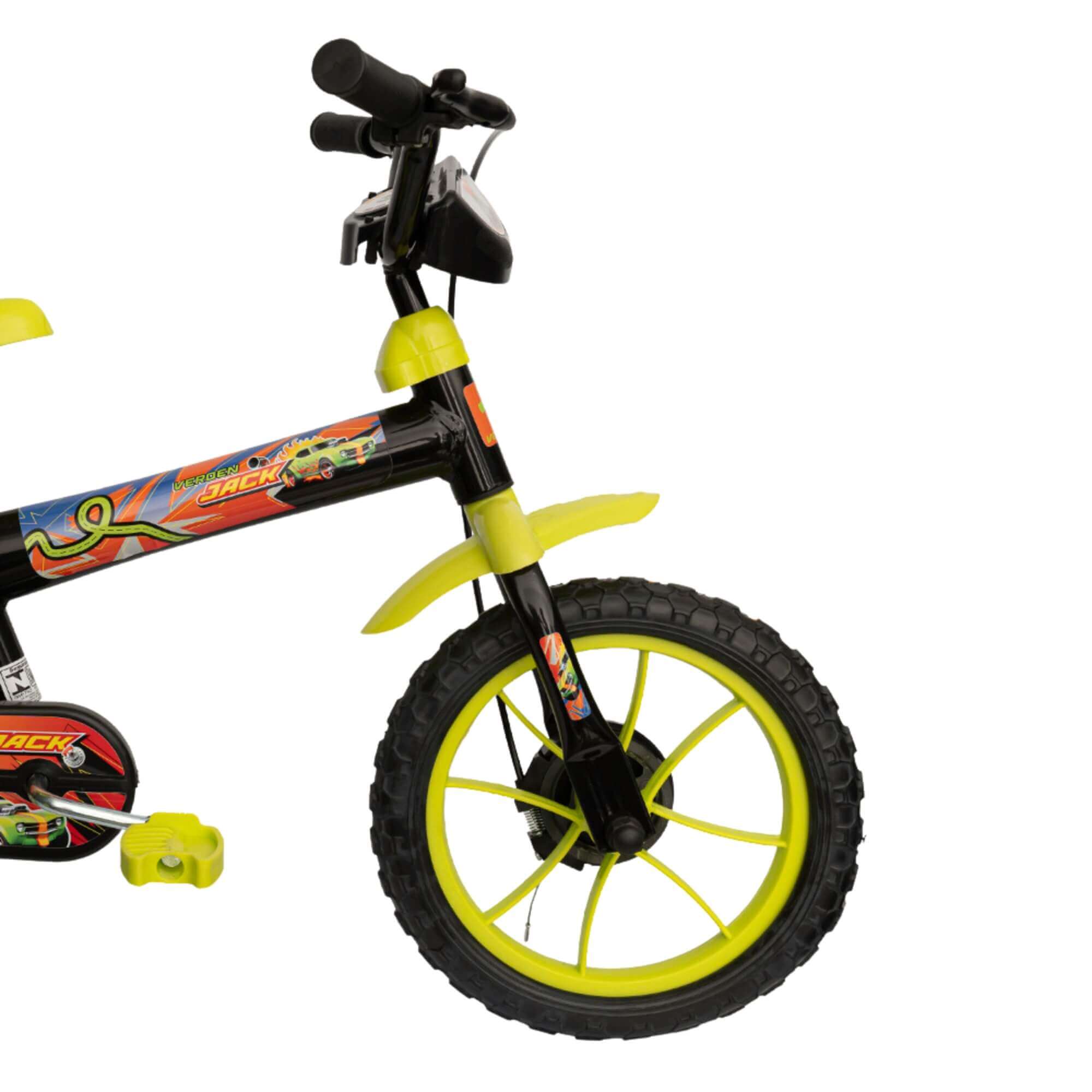Bicicleta Infantil Jack Aro 12" Preto e Verde Limão Verden - 10472