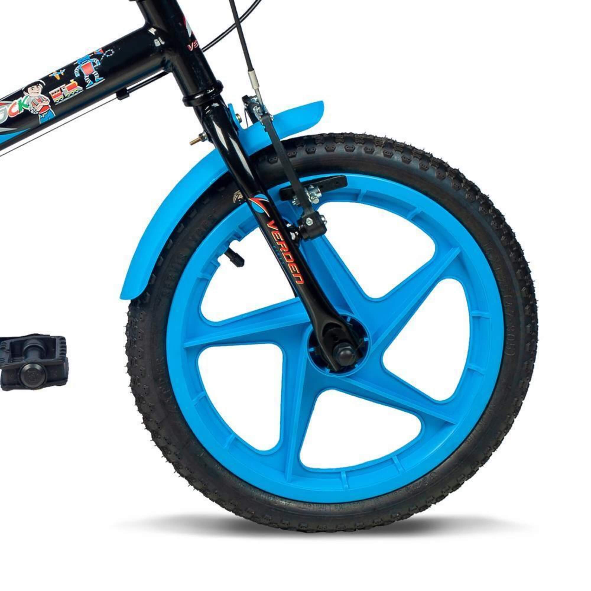 Bicicleta Infantil Rock Aro 16" Preto e Azul Verden - 10476