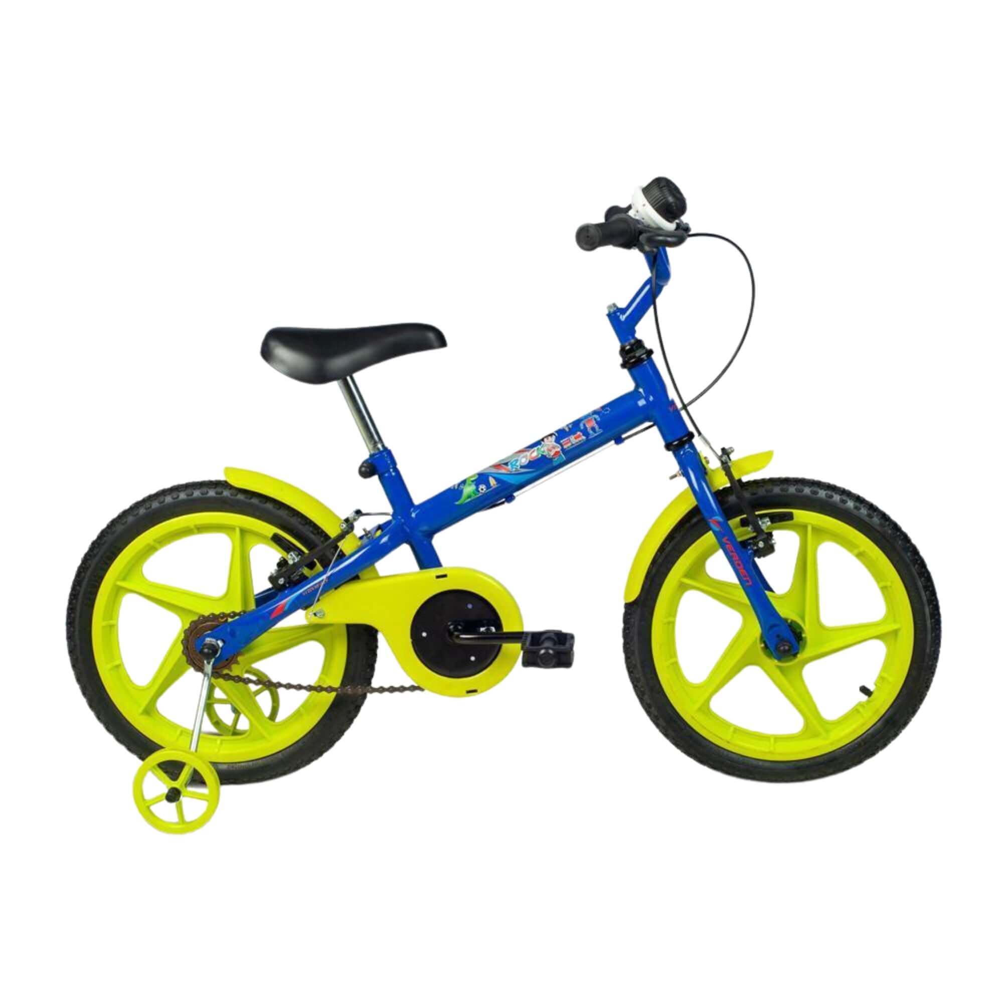 Bicicleta Infantil Rock Aro 16" Azul e Verde Limão Verden - 10477