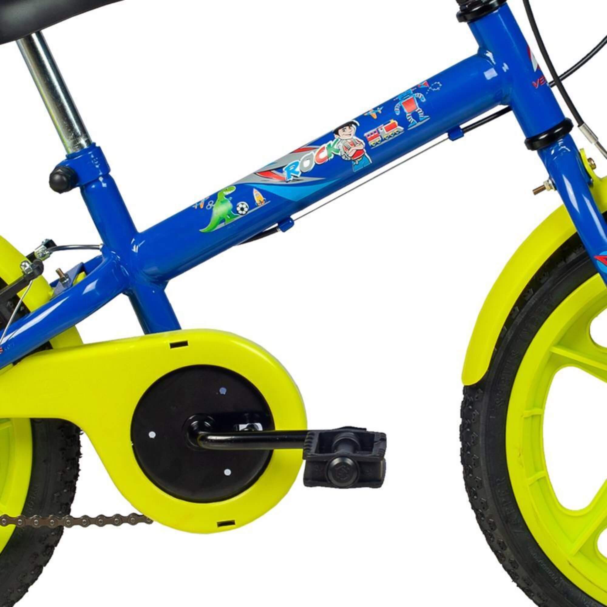 Bicicleta Infantil Rock Aro 16" Azul e Verde Limão Verden - 10477