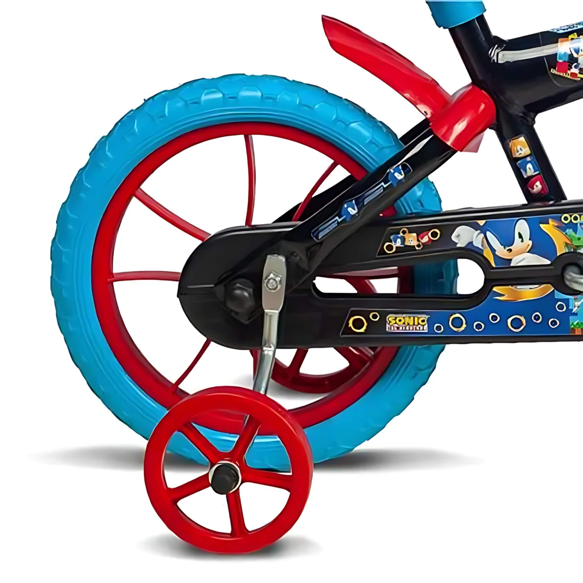 Bicicleta Infantil Sonic Aro 12 Preta e Azul com Rodinha e Garrafinha Verden - 10492