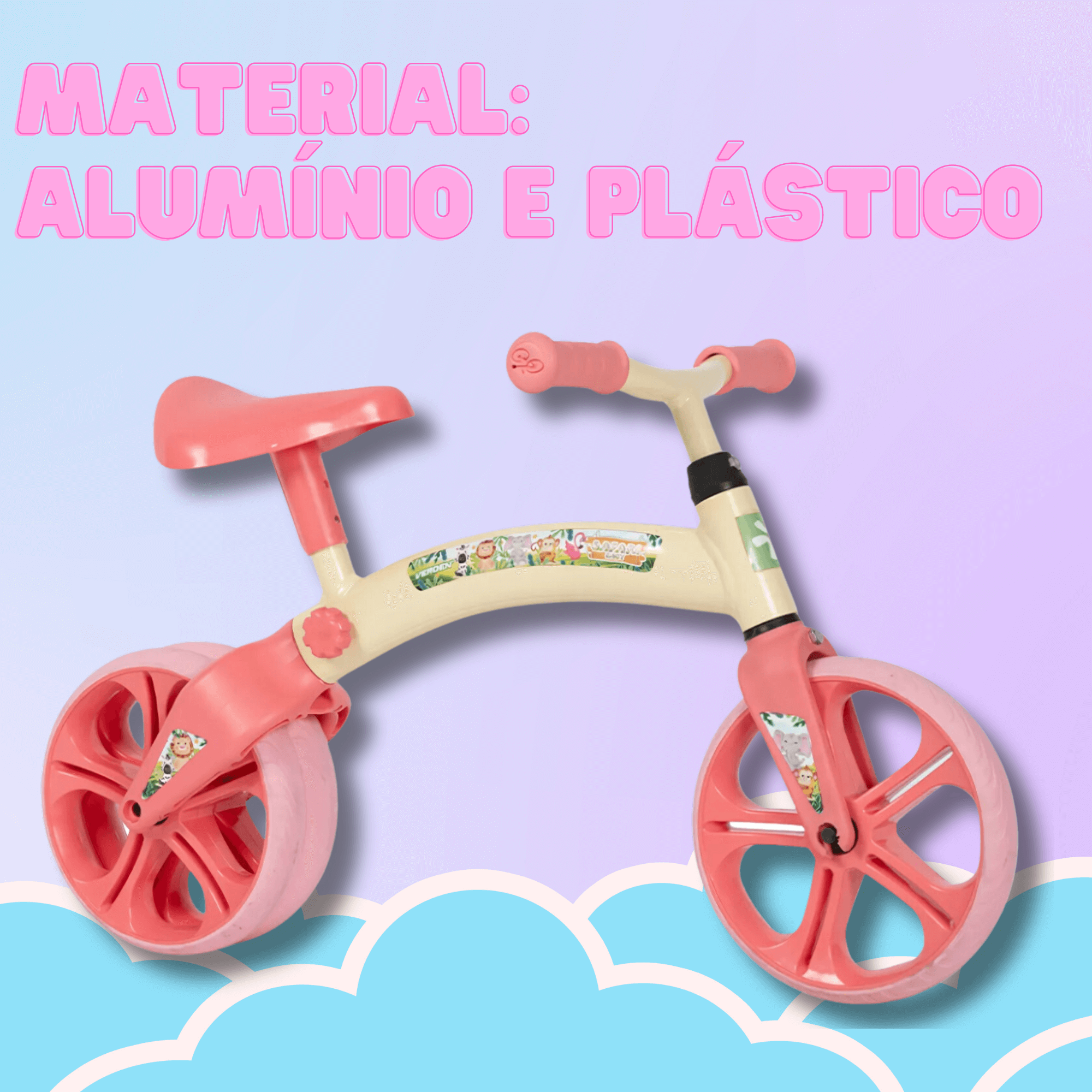 Bicicleta Infantil sem Pedal Safari Baby Balance Bege e Goiaba Verden Bikes - 10497