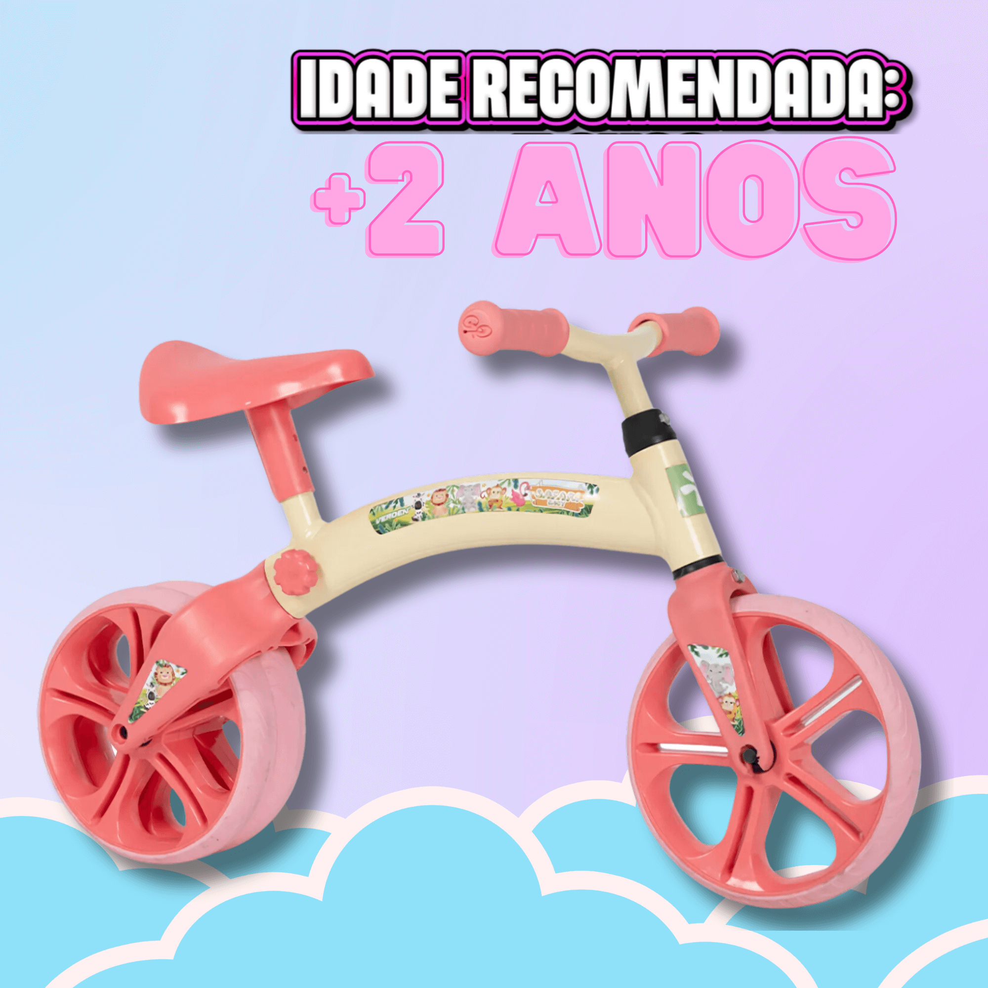 Bicicleta Infantil sem Pedal Safari Baby Balance Bege e Goiaba Verden Bikes - 10497