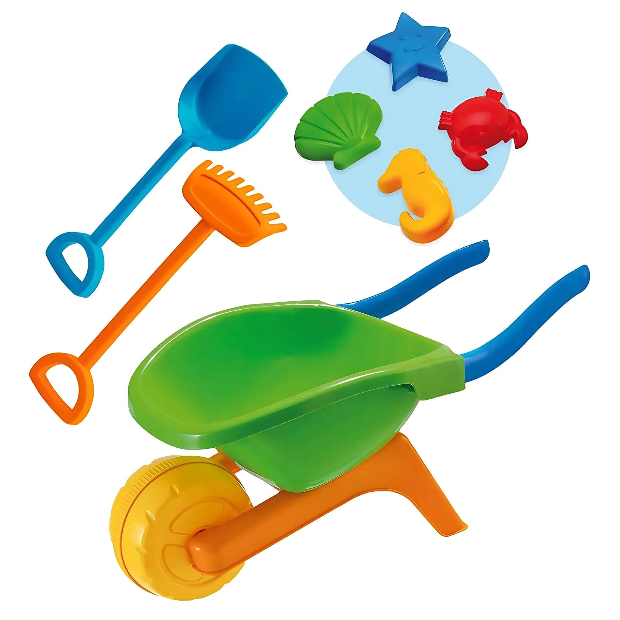 Brinquedo de Praia Infantil Cor Sortida Carriola c/ Rastelo e Pá Beach Play Usual Brinquedos - 299