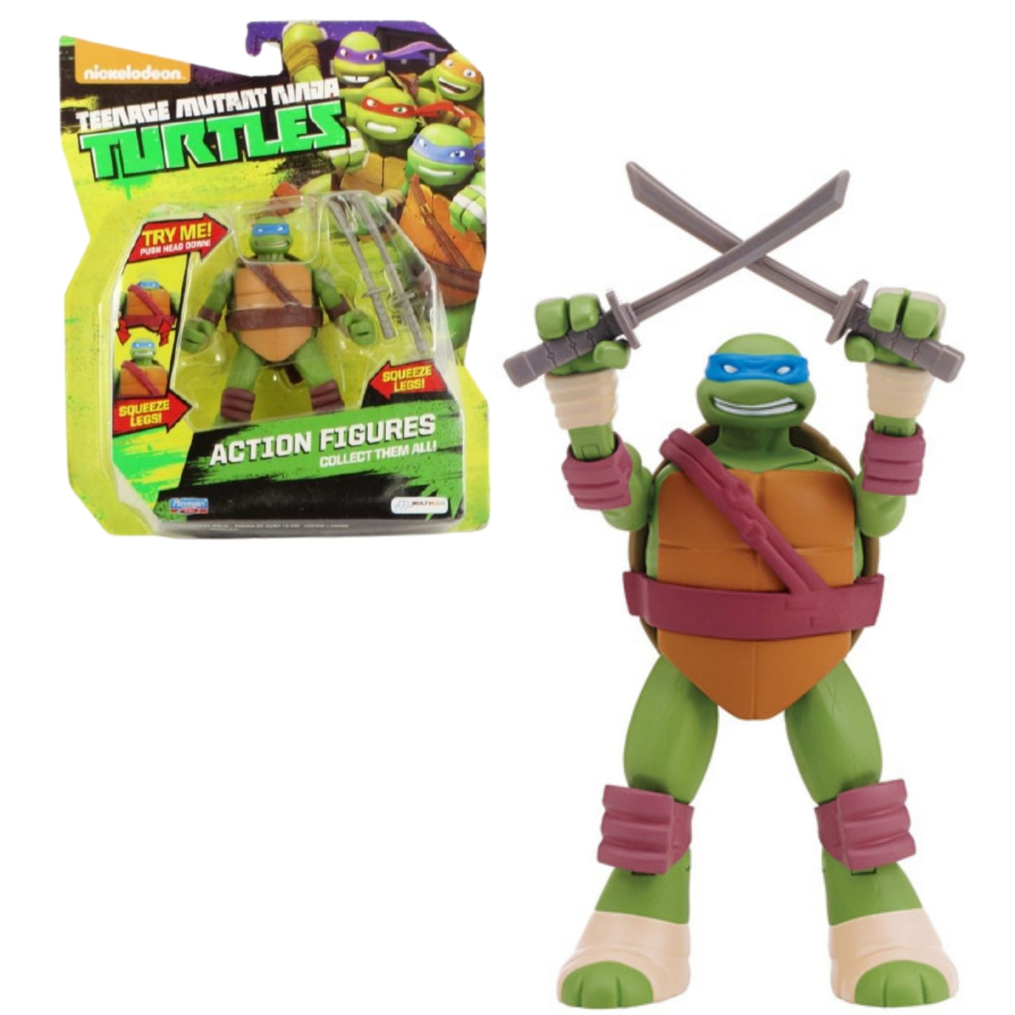 Brinquedo Tartarugas Ninja Boneco Leonardo Squeze Legs Com Movimento BR030 Multikids