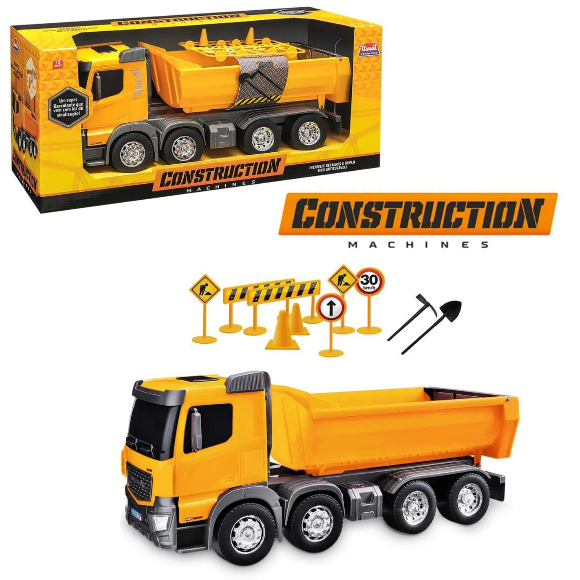 Caminhão de Brinquedo Infantil Basculante Construction Machines Usual Brinquedos - 304