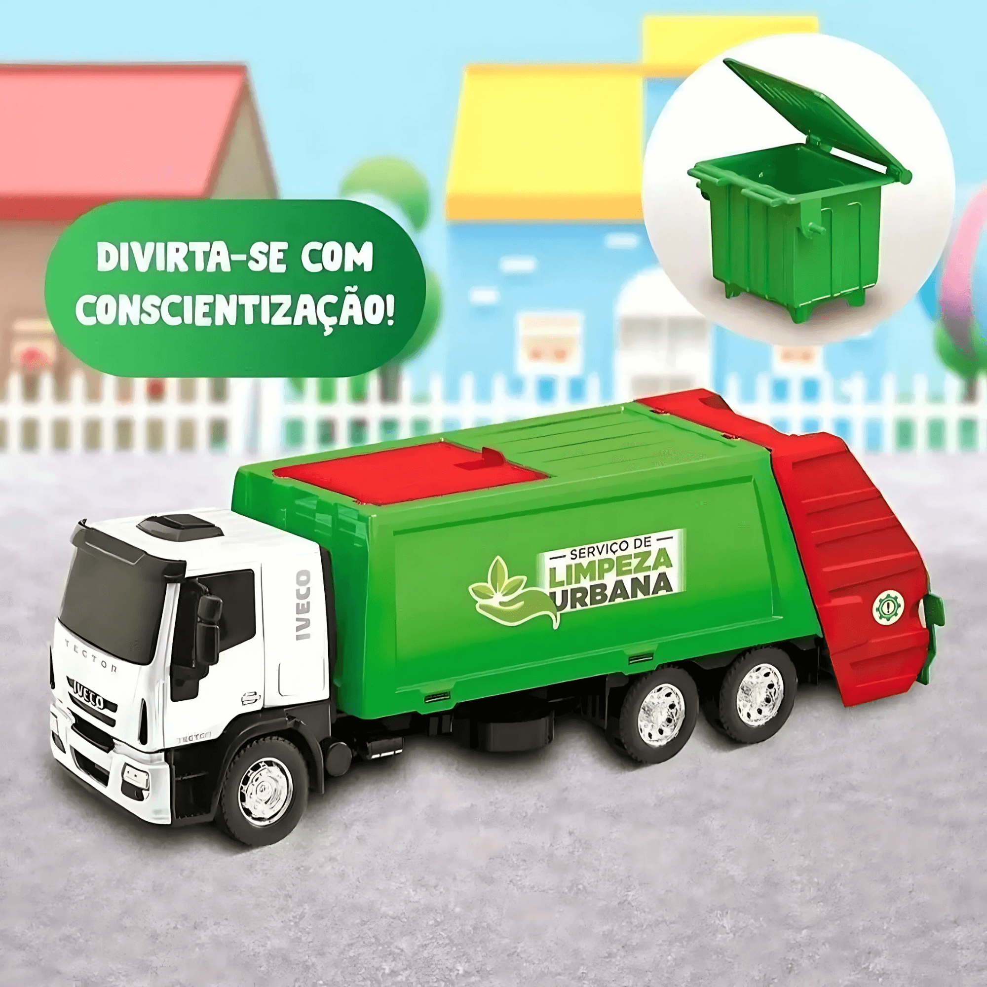 Caminhão de Brinquedo Infantil Cor Sortida Coletor de Lixo Iveto Tector Usual Brinquedos - 342