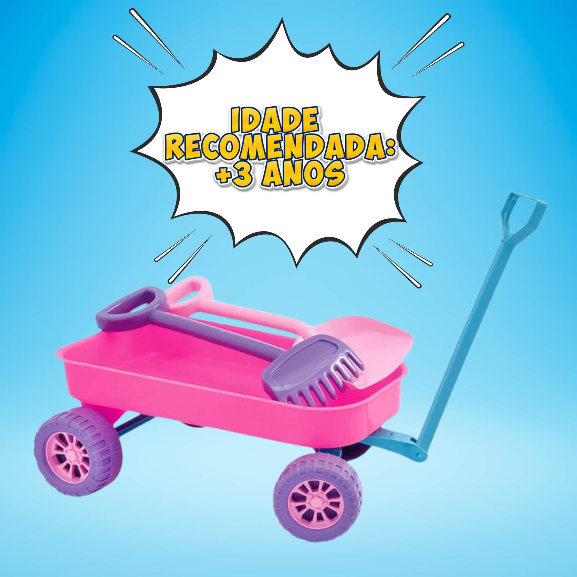 Carrinho de Praia Baby Love com Acessórios Cores Sortidas Brinquedo Infantil Usual Brinquedos - 383