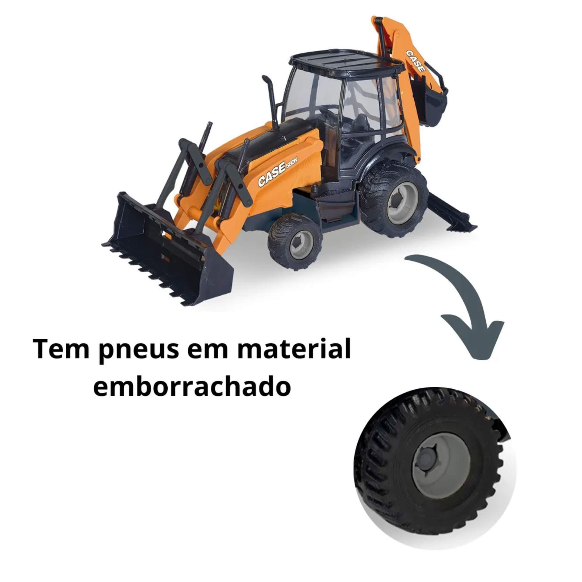 Brinquedo Infantil Mini Retroescavadeira Réplica Case Construction Usual Brinquedos - 402