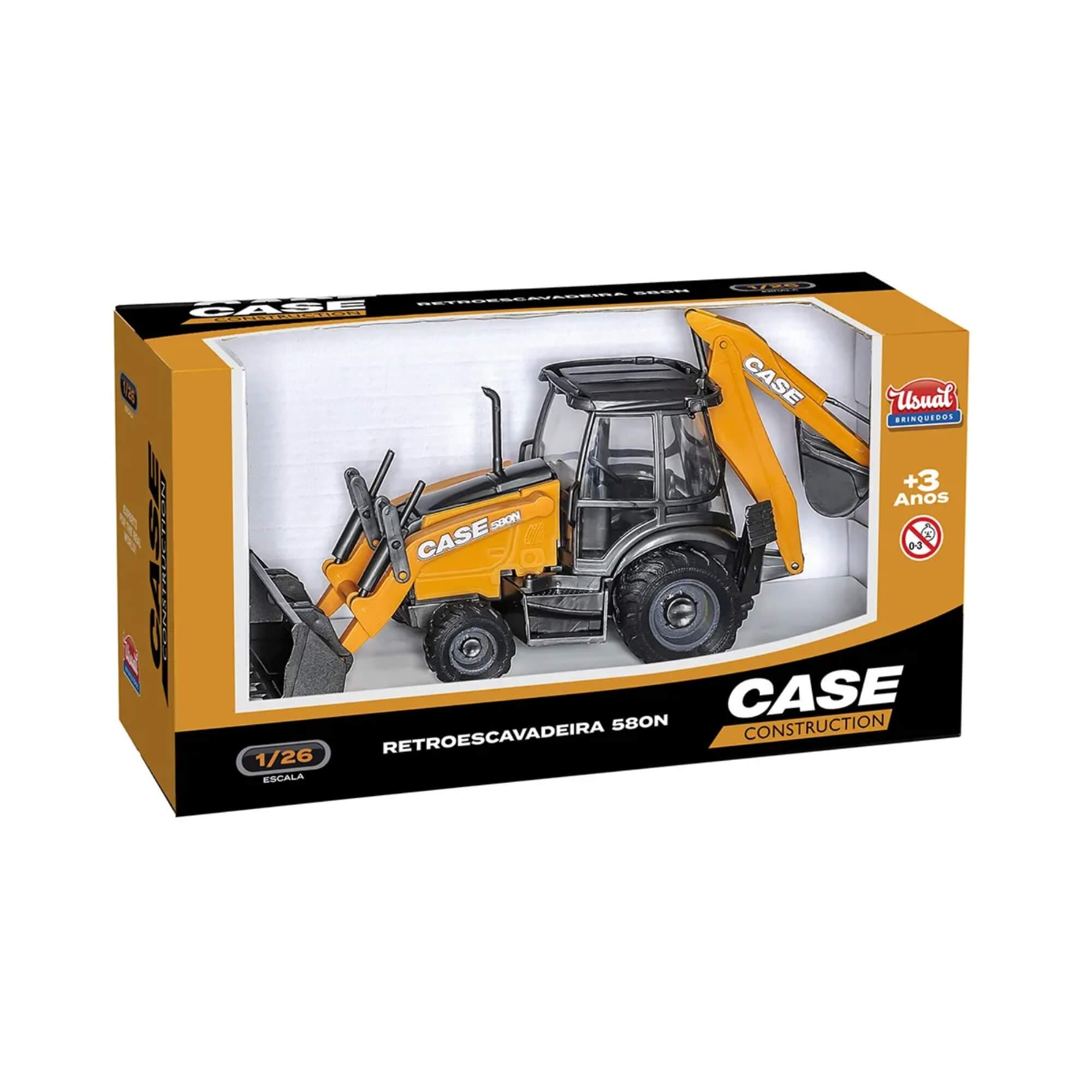 Brinquedo Infantil Mini Retroescavadeira Réplica Case Construction Usual Brinquedos - 402
