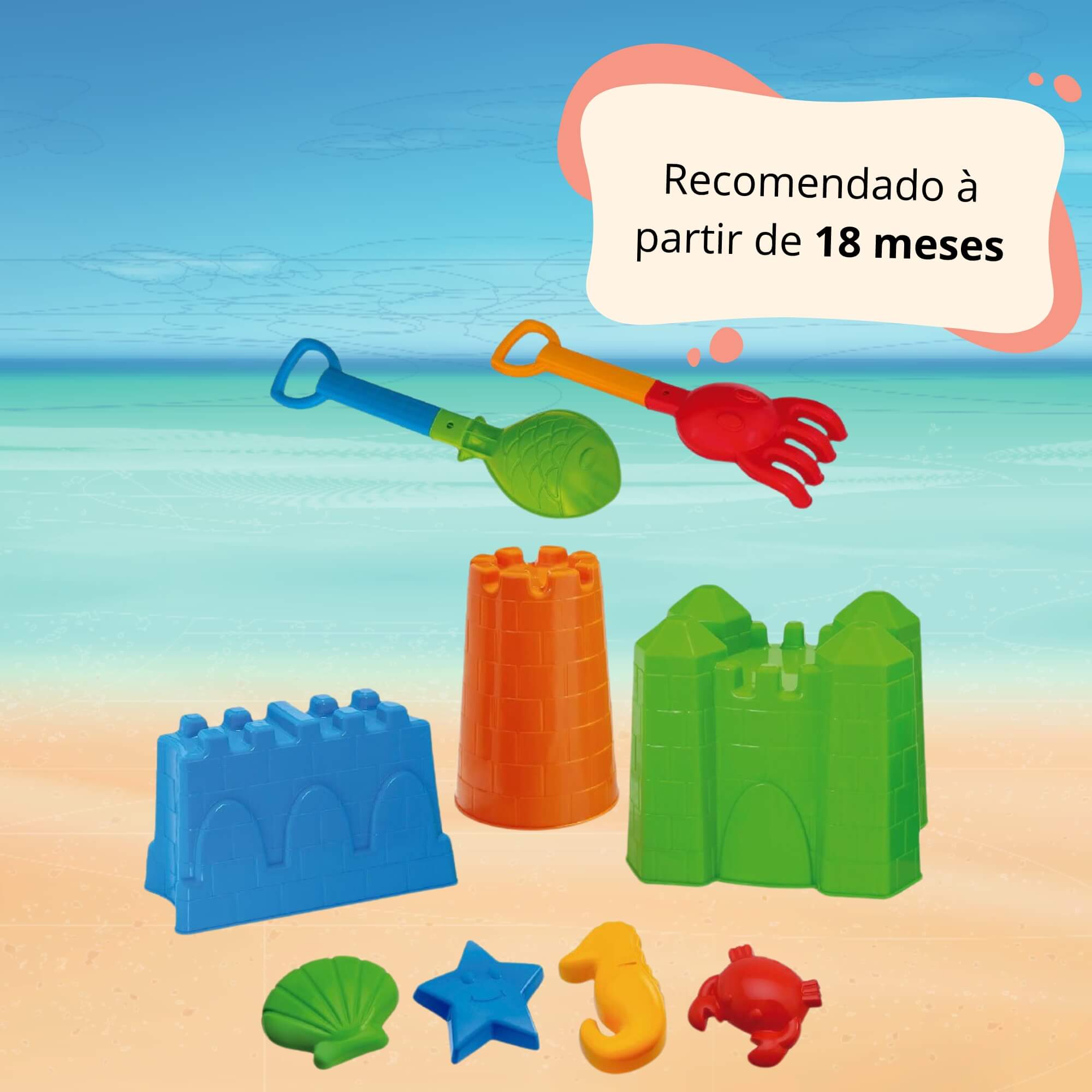 Brinquedo Infantil Castelo Completo Beach Play Sortido e Unitário Usual Brinquedos - 423