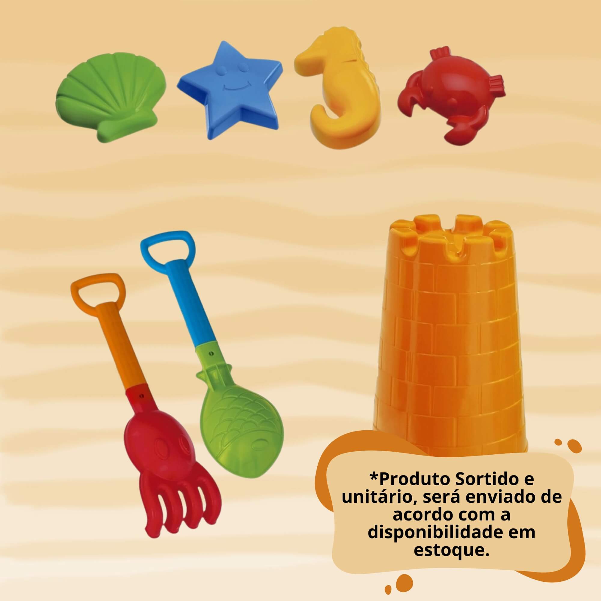 Brinquedo Kit Torre Infantil c/ Acessórios Beach Play Sortido e Unitário Usual Brinquedos - 430